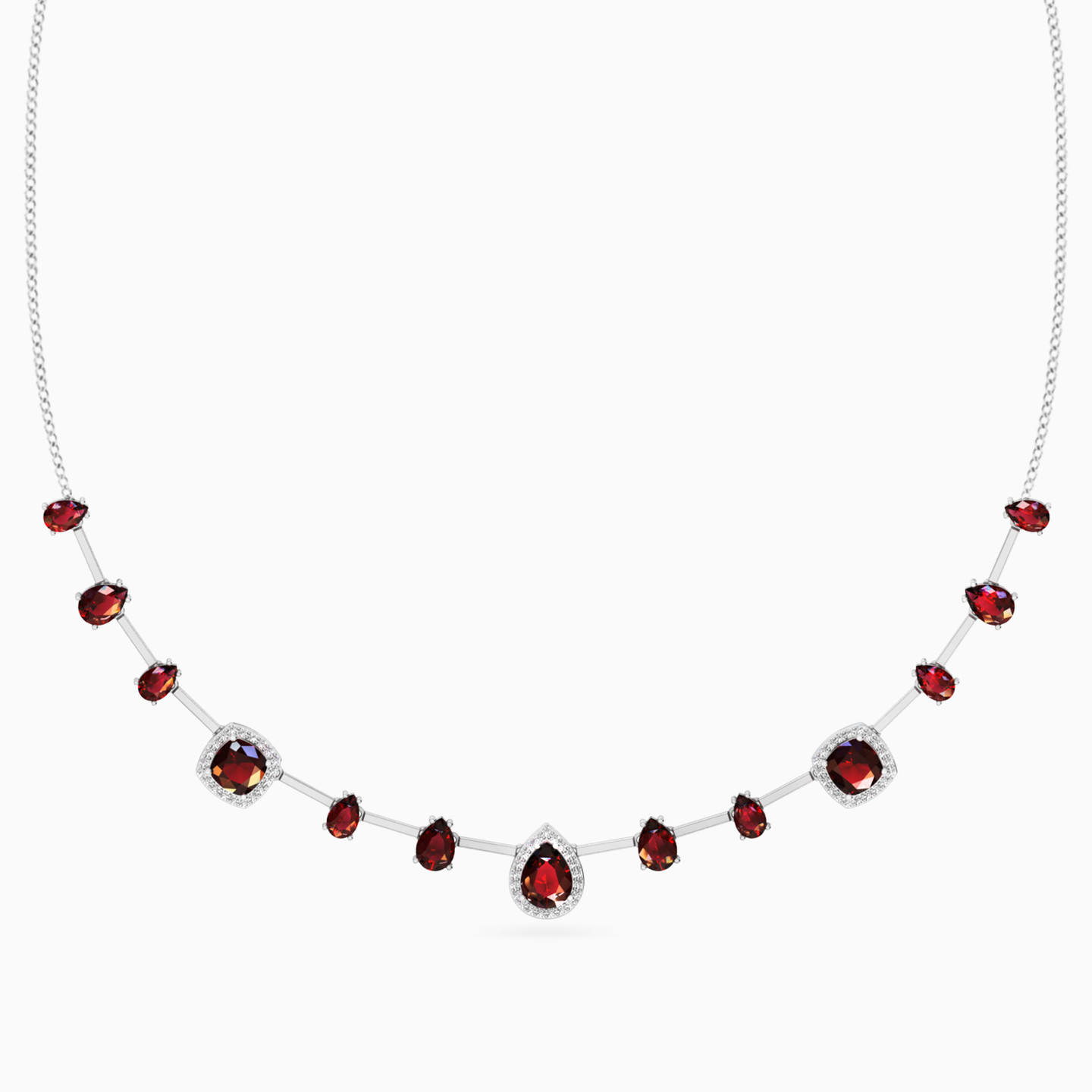 Multishaped Colored Stones Necklace In Silver Multishaped Colored Stones Necklace In Silver