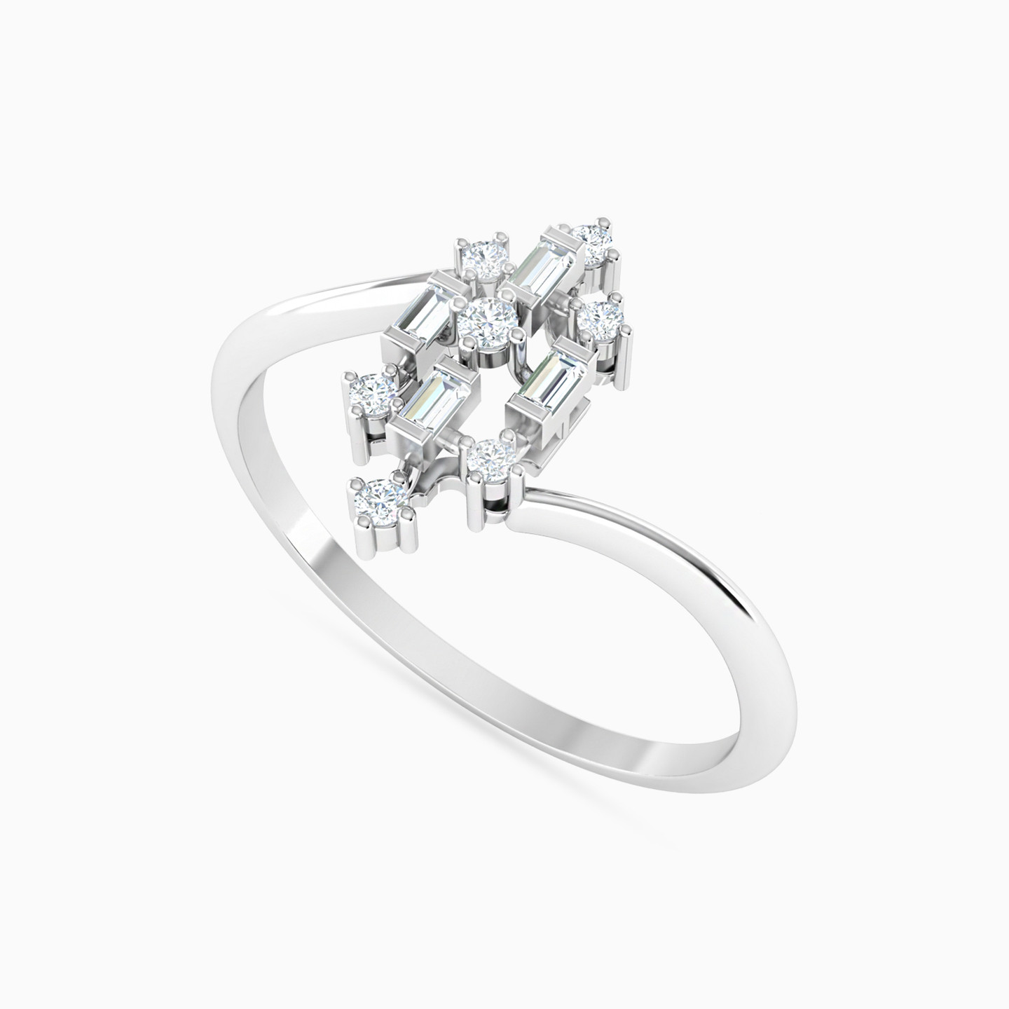 Crisscross Shape Diamond Ring in 18K Gold - 3 Crisscross Shape Diamond Ring in 18K Gold - 3