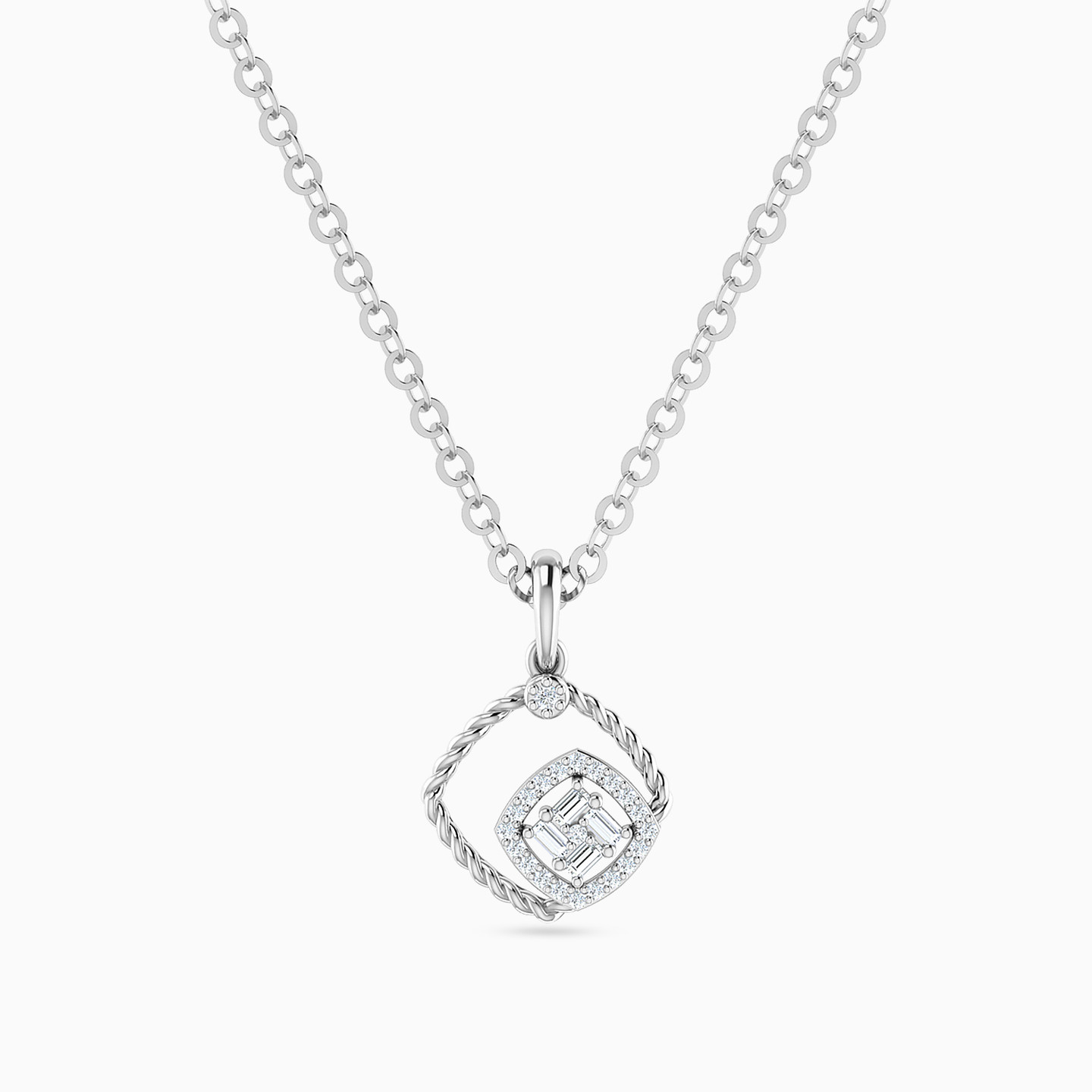 Layered Squares Diamond Necklace In 18K Gold Layered Squares Diamond Necklace In 18K Gold