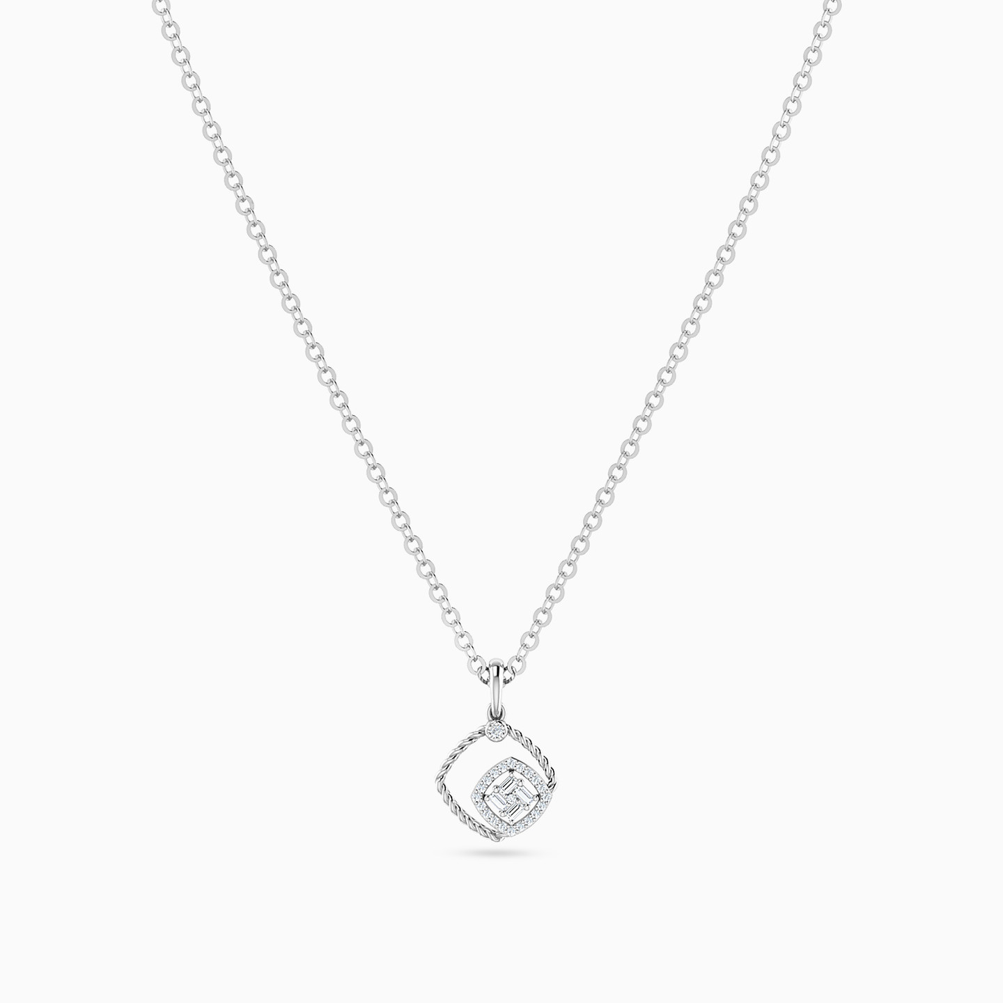 Layered Squares Diamond Necklace In 18K Gold - 3 Layered Squares Diamond Necklace In 18K Gold - 3
