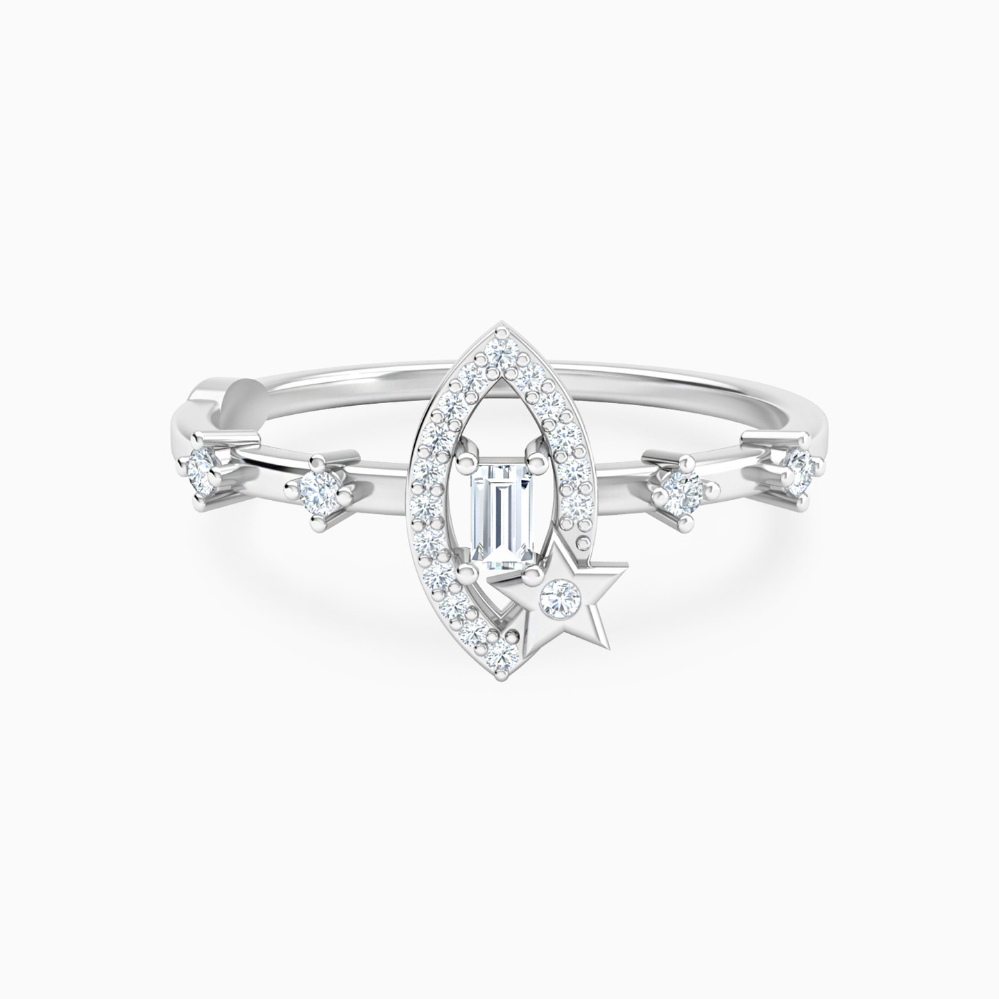 Marquise & Star Pav�� Diamond Ring In 18K Gold Marquise & Star Pav�� Diamond Ring In 18K Gold