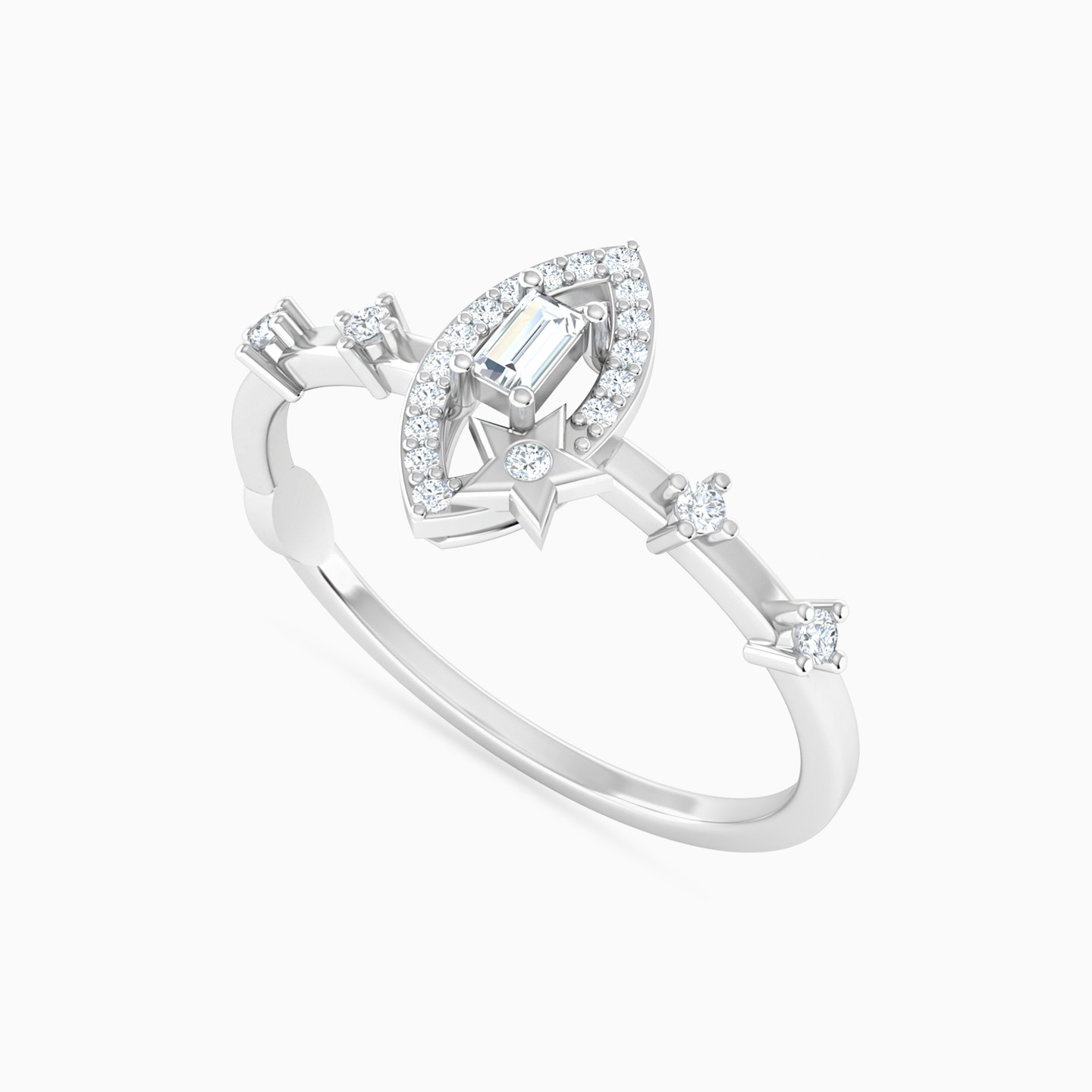 Marquise & Star Pav�� Diamond Ring In 18K Gold - 3 Marquise & Star Pav�� Diamond Ring In 18K Gold - 3