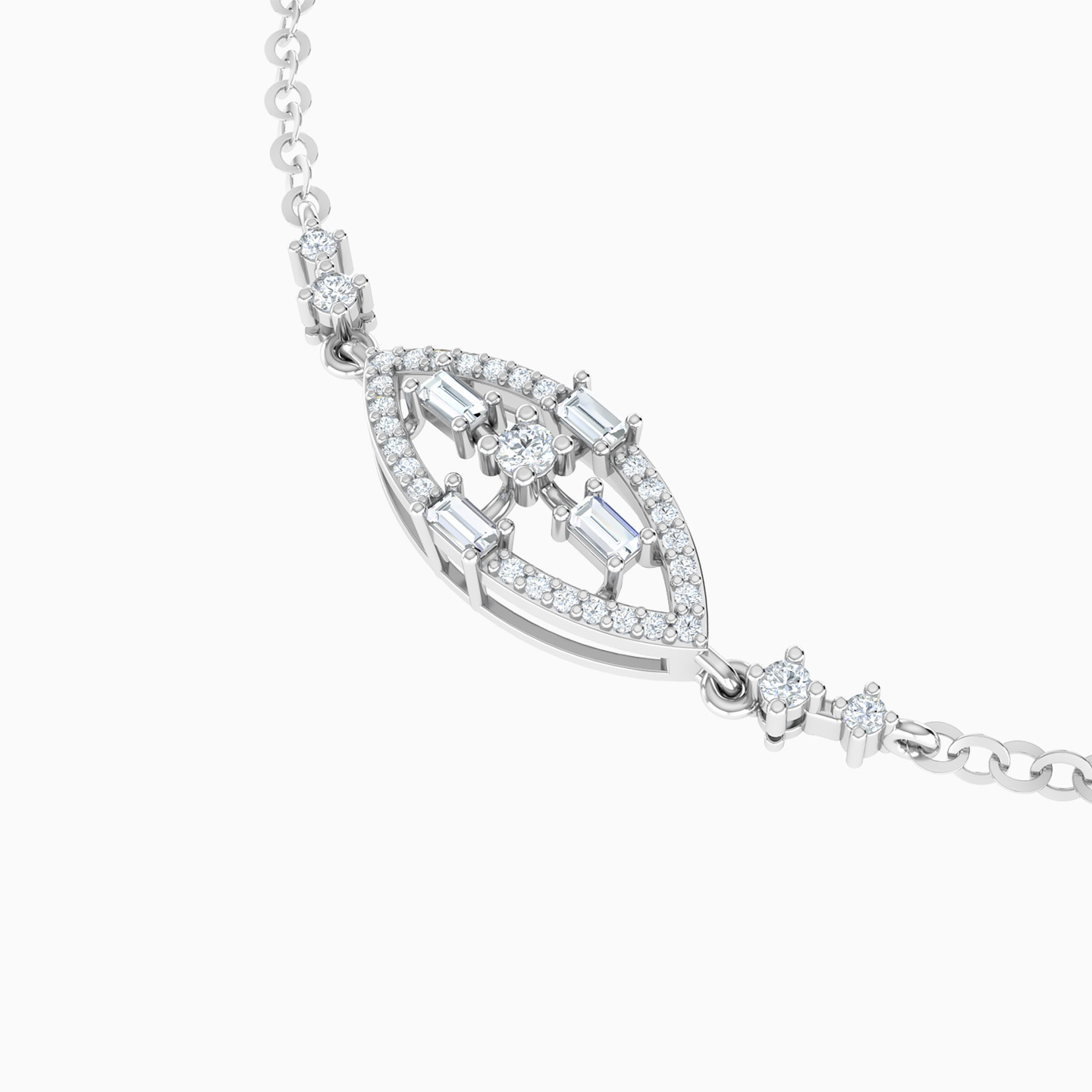Marquise Pav�� Diamond Chain Bracelet in 18K Gold - 4 Marquise Pav�� Diamond Chain Bracelet in 18K Gold - 4