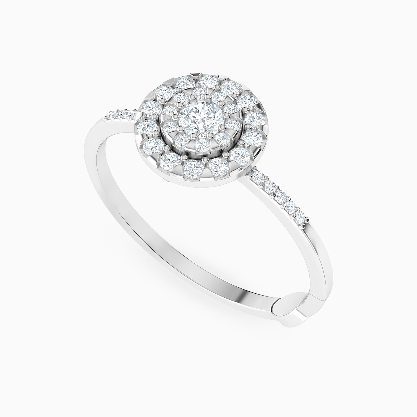 خاتم دائرة بشكل زهري هالو ذهب عيار 18 قيراط مزين بالألماس - 3 خاتم دائرة بشكل زهري هالو ذهب عيار 18 قيراط مزين بالألماس - 3