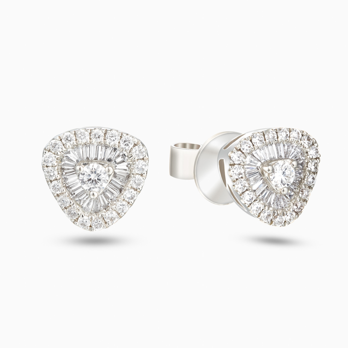 Rounded Triangle Cluster Diamond Stud Earrings In 18K Gold Rounded Triangle Cluster Diamond Stud Earrings In 18K Gold