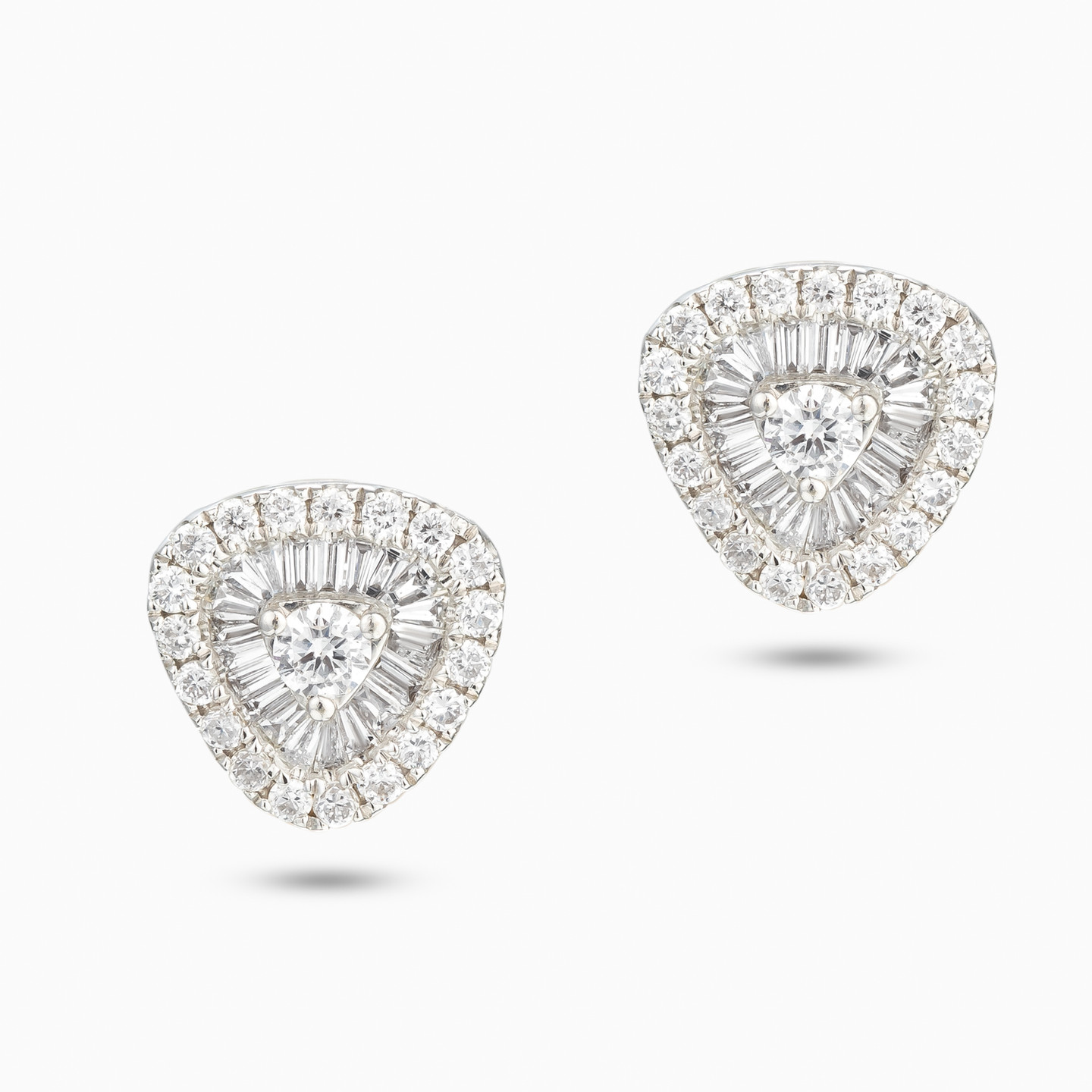 Rounded Triangle Cluster Diamond Stud Earrings In 18K Gold - 3 Rounded Triangle Cluster Diamond Stud Earrings In 18K Gold - 3