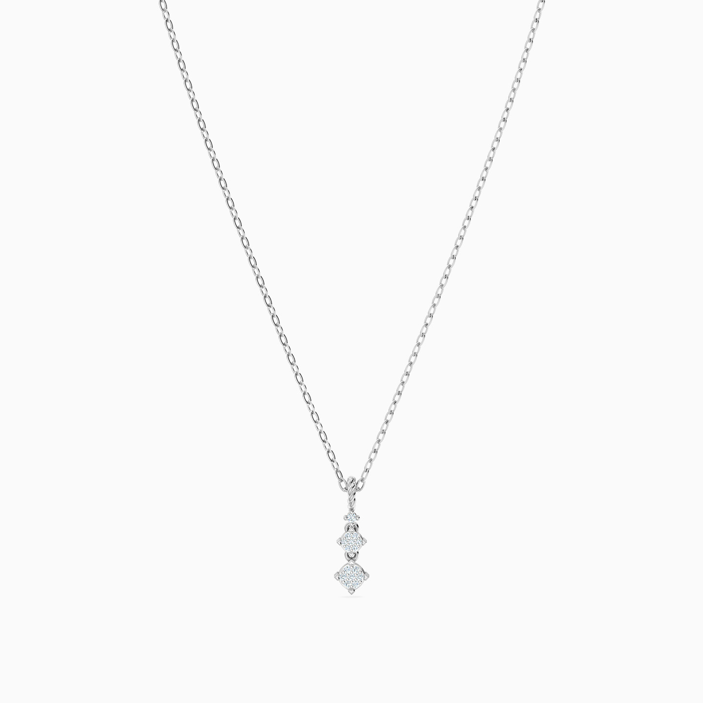 Square Diamond Necklace in 18K Gold - 3