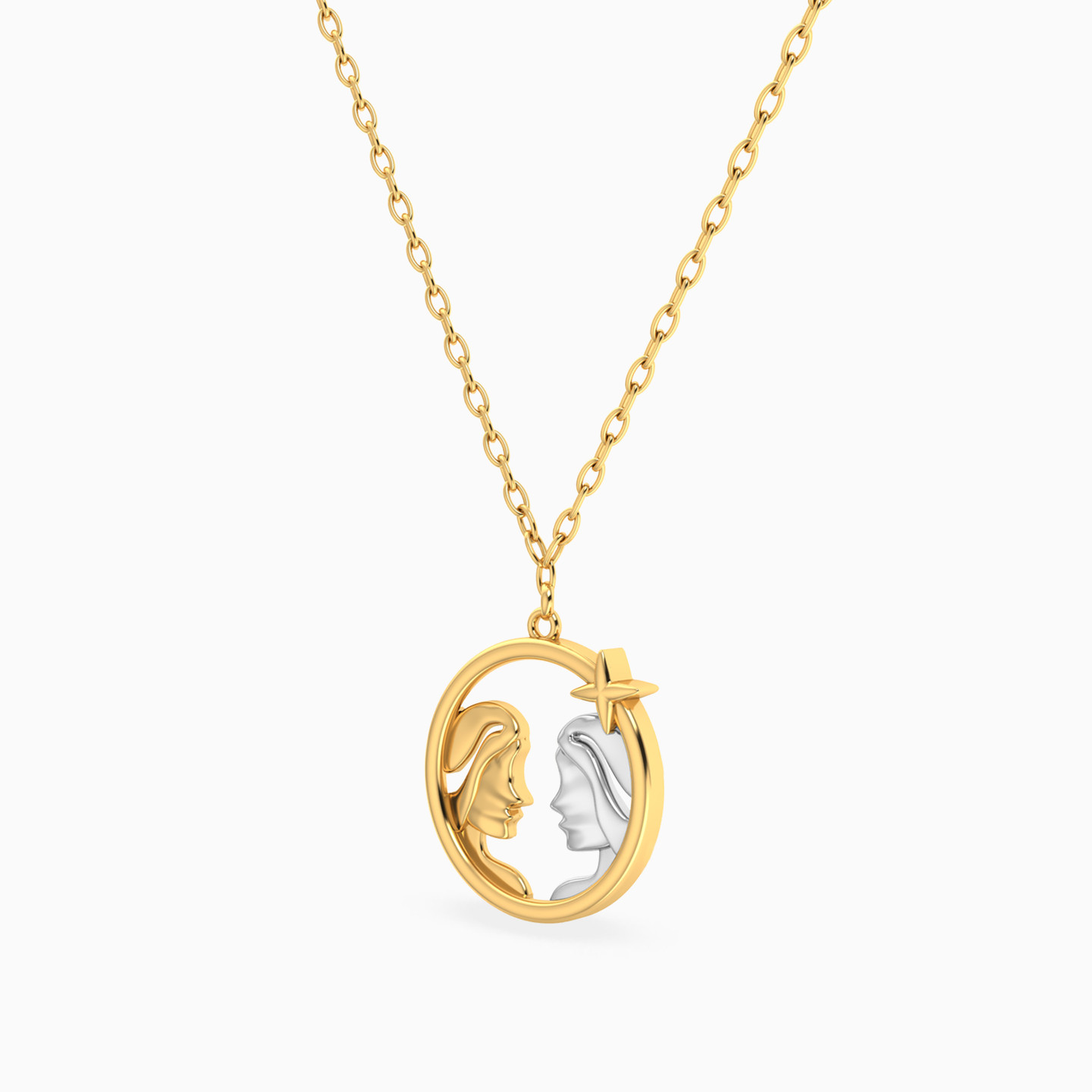 Gemini Symbol Necklace In 14K Gold - 2 Gemini Symbol Necklace In 14K Gold - 2