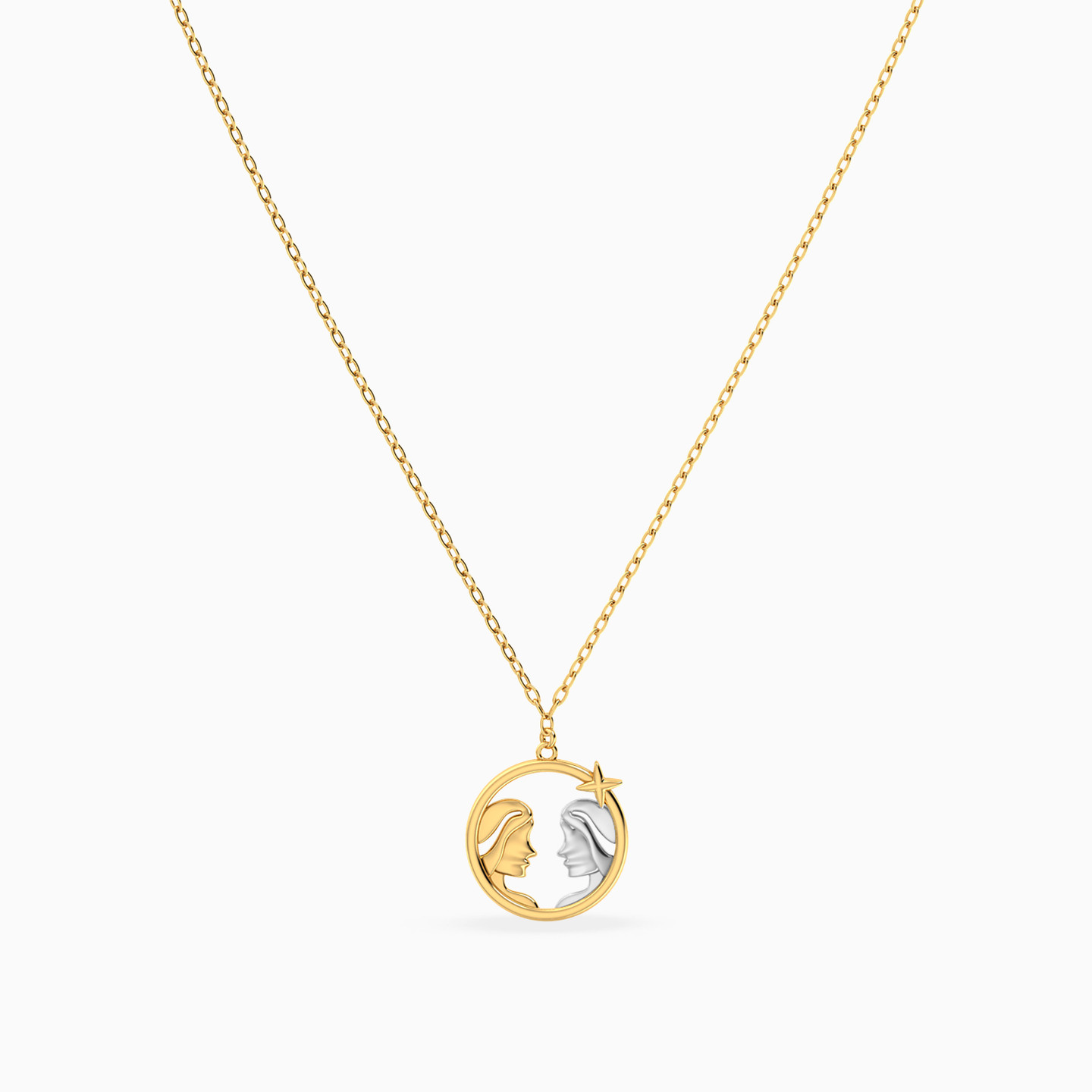 Gemini Symbol Necklace In 14K Gold - 3 Gemini Symbol Necklace In 14K Gold - 3