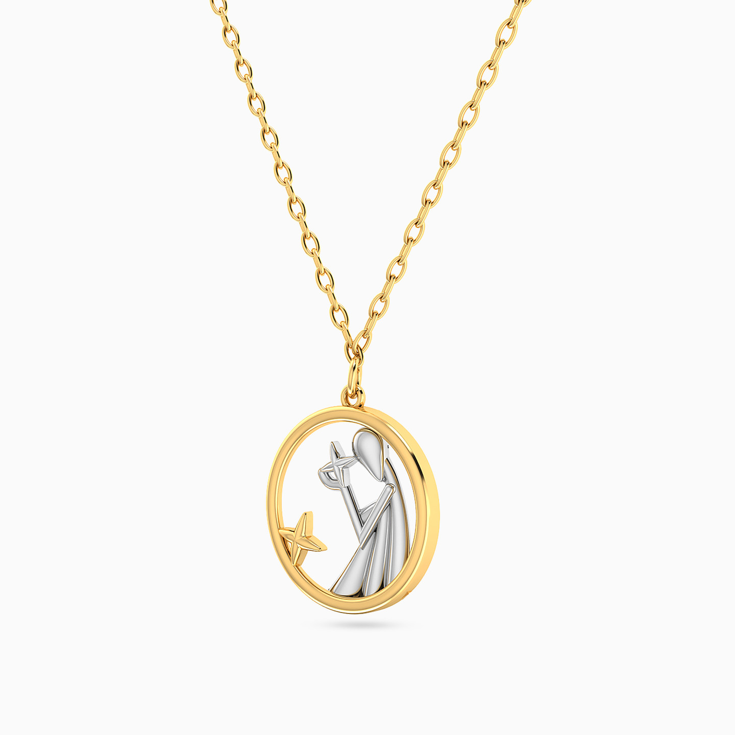 Virgo Symbol Necklace In 14K Gold - 2 Virgo Symbol Necklace In 14K Gold - 2