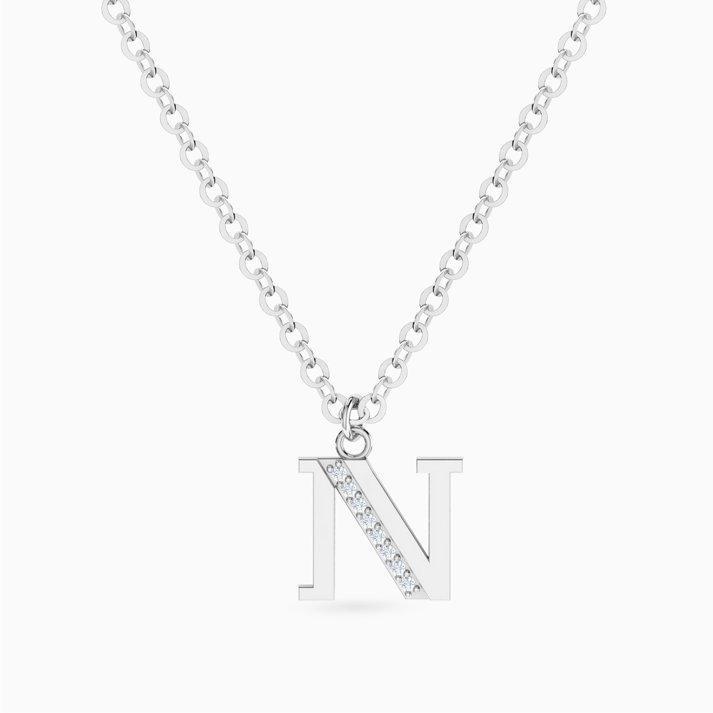 Letter N Diamond Necklace In 14K Gold Letter N Diamond Necklace In 14K Gold