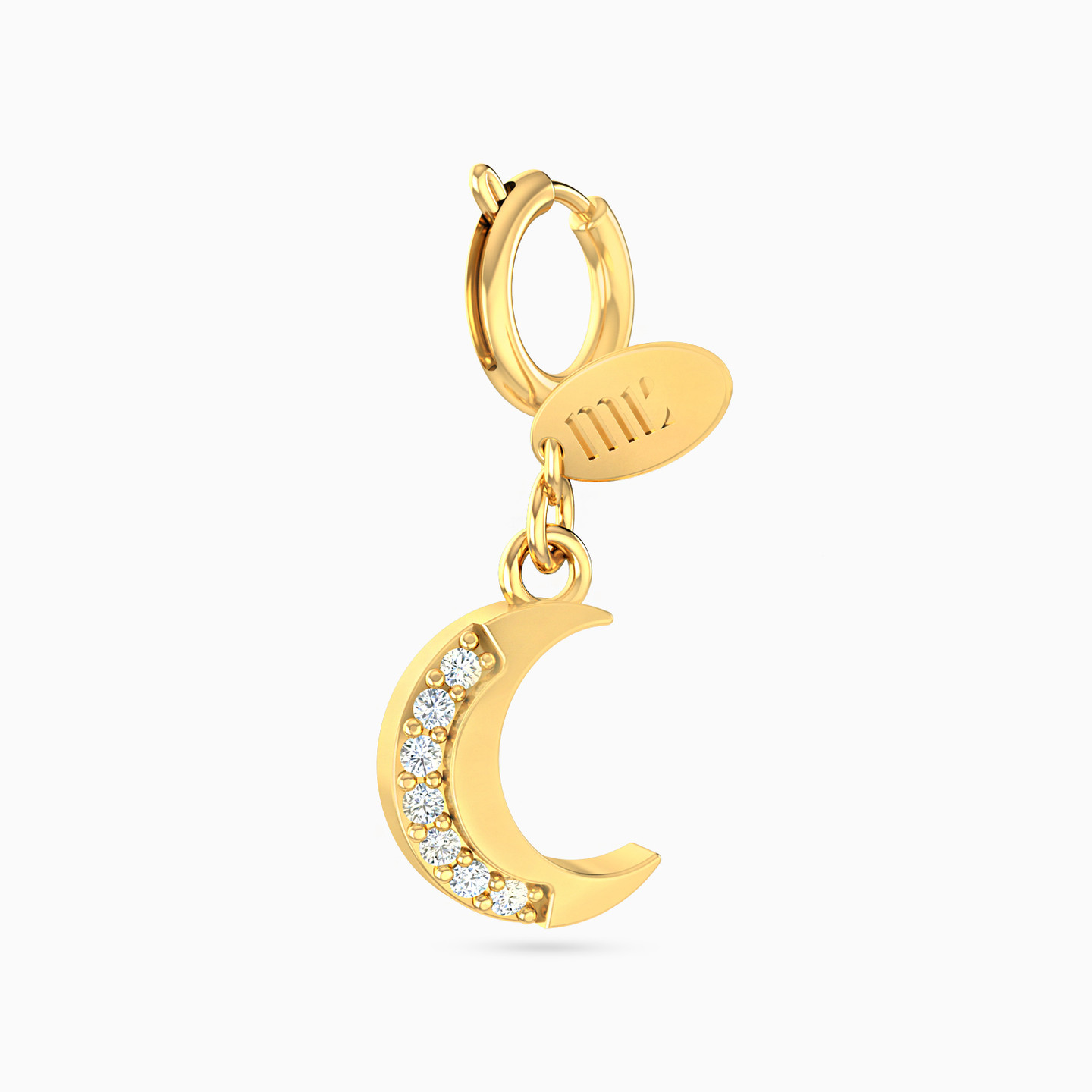 Crescent Diamond Charm In 14K Gold - 3 Crescent Diamond Charm In 14K Gold - 3