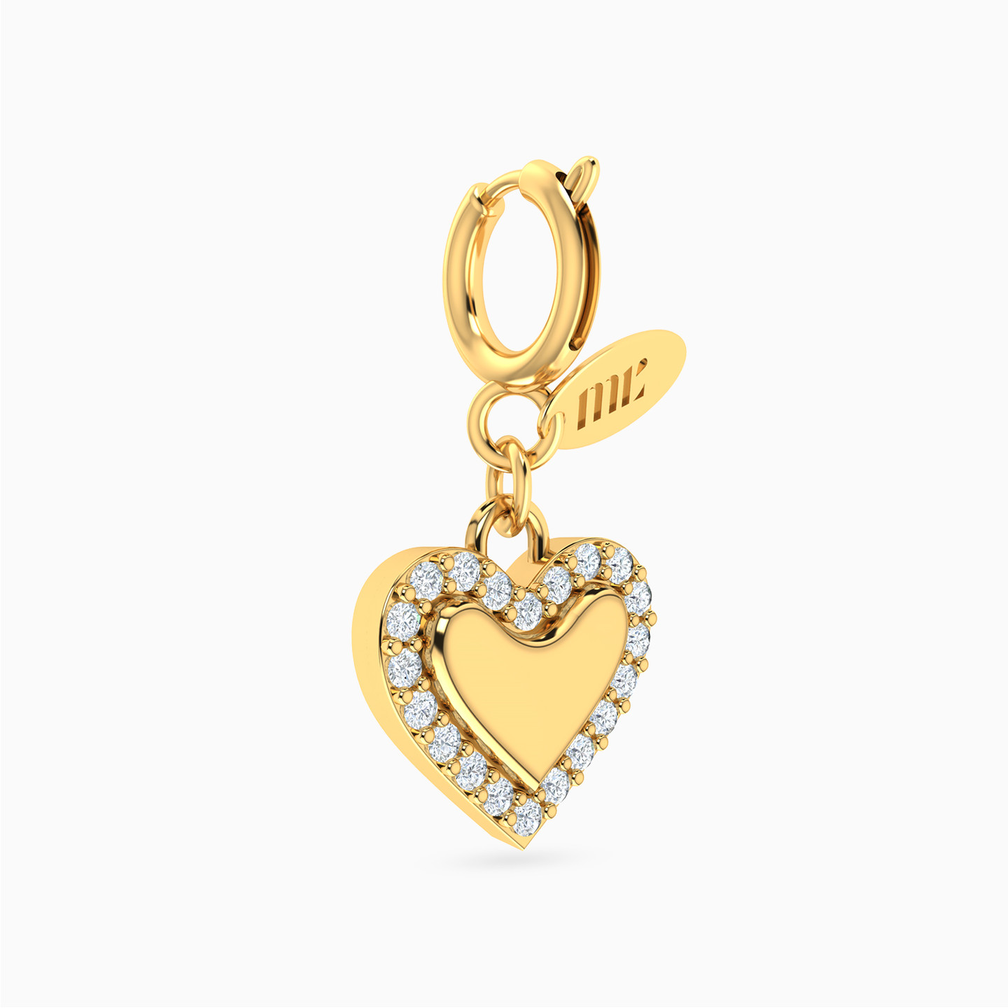 Heart Diamond Charm In 14K Gold - 3 Heart Diamond Charm In 14K Gold - 3