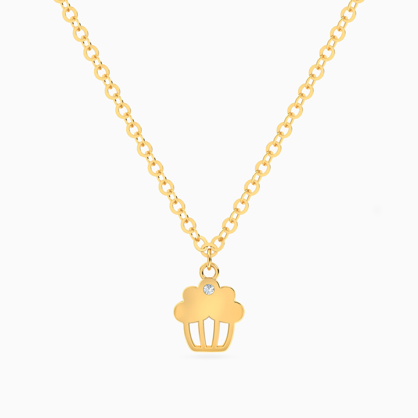 Cupcake Diamond Necklace In 14K Gold Cupcake Diamond Necklace In 14K Gold