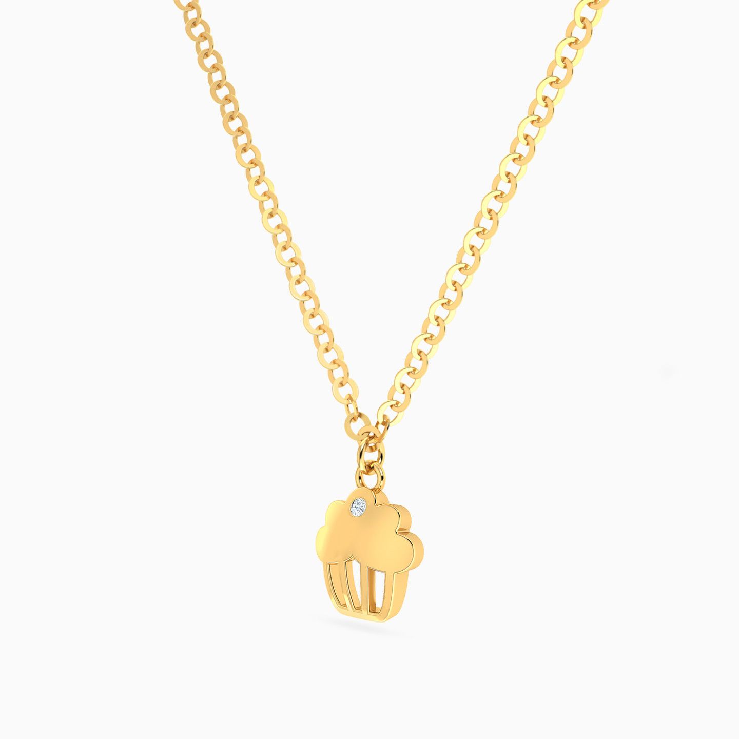 Cupcake Diamond Necklace In 14K Gold - 2 Cupcake Diamond Necklace In 14K Gold - 2