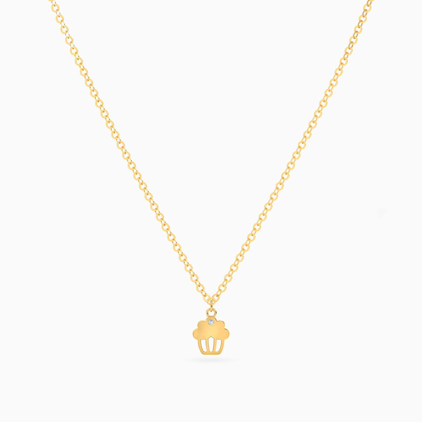 Cupcake Diamond Necklace In 14K Gold - 3 Cupcake Diamond Necklace In 14K Gold - 3