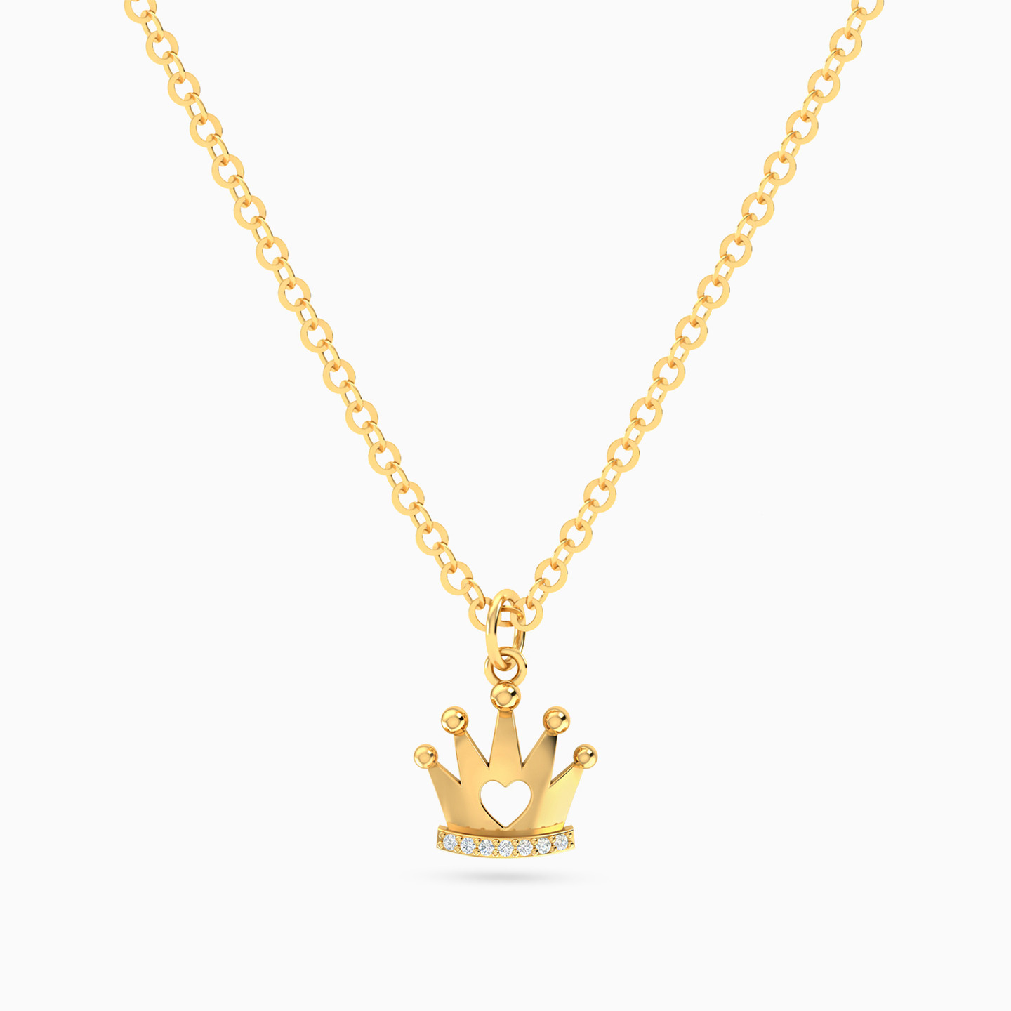Heart Crown Diamond Necklace In 14K Gold Heart Crown Diamond Necklace In 14K Gold