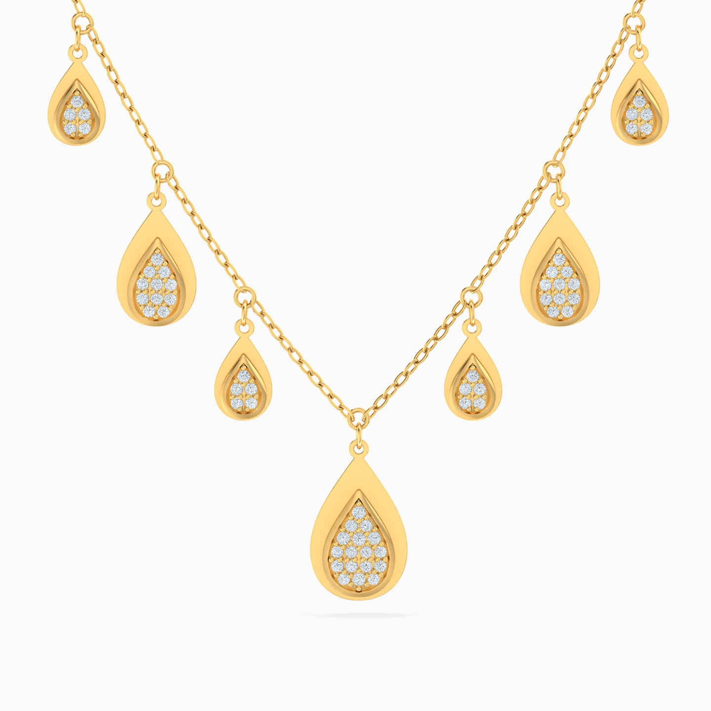 Raindrops Cubic Zirconia Charm Necklace In 18K Gold Raindrops Cubic Zirconia Charm Necklace In 18K Gold