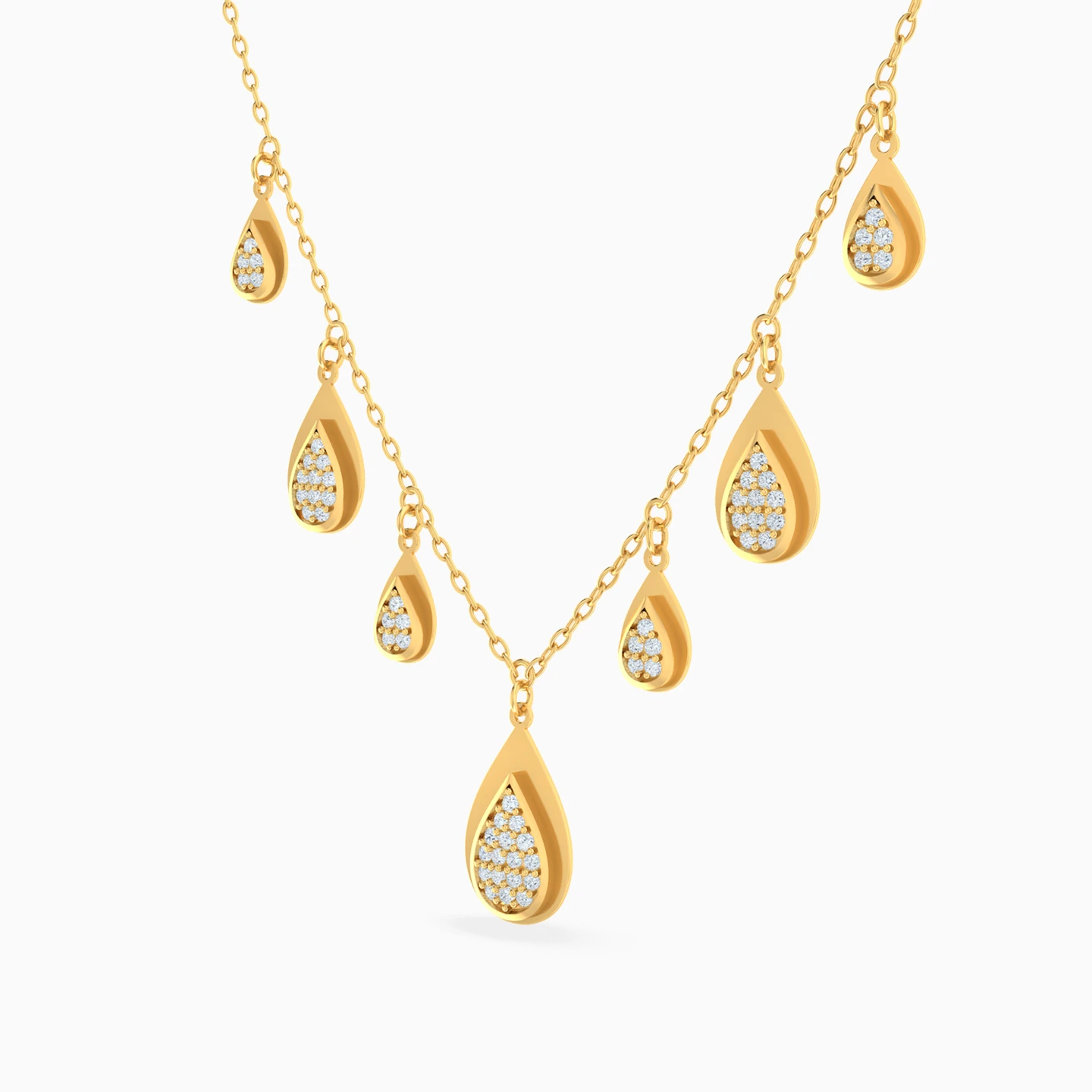 Raindrops Cubic Zirconia Charm Necklace In 18K Gold - 2 Raindrops Cubic Zirconia Charm Necklace In 18K Gold - 2