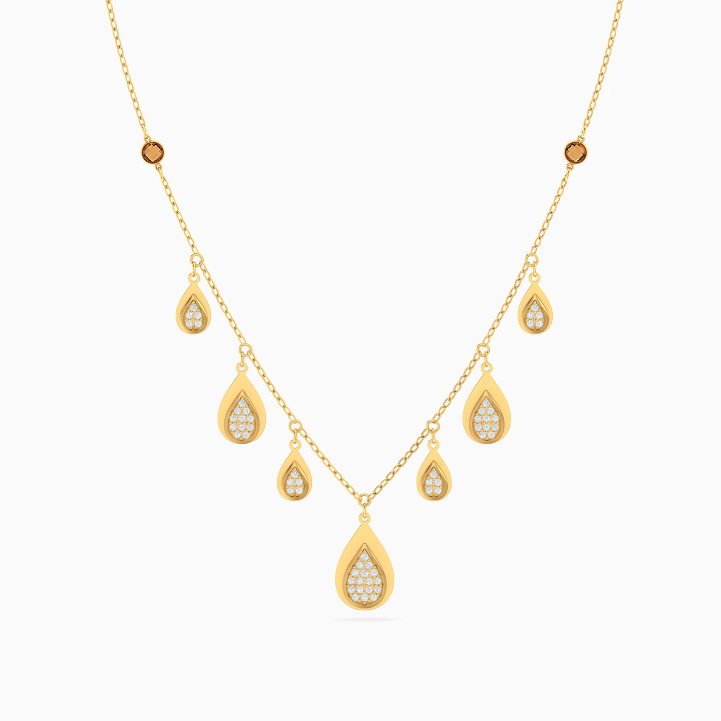 Raindrops Cubic Zirconia Charm Necklace In 18K Gold - 3 Raindrops Cubic Zirconia Charm Necklace In 18K Gold - 3