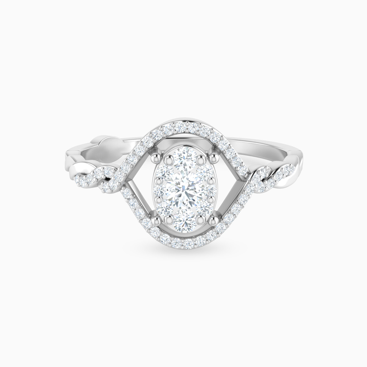 Oval Eye Shape Diamond Split shank Ring in 18K Gold Oval Eye Shape Diamond Split shank Ring in 18K Gold