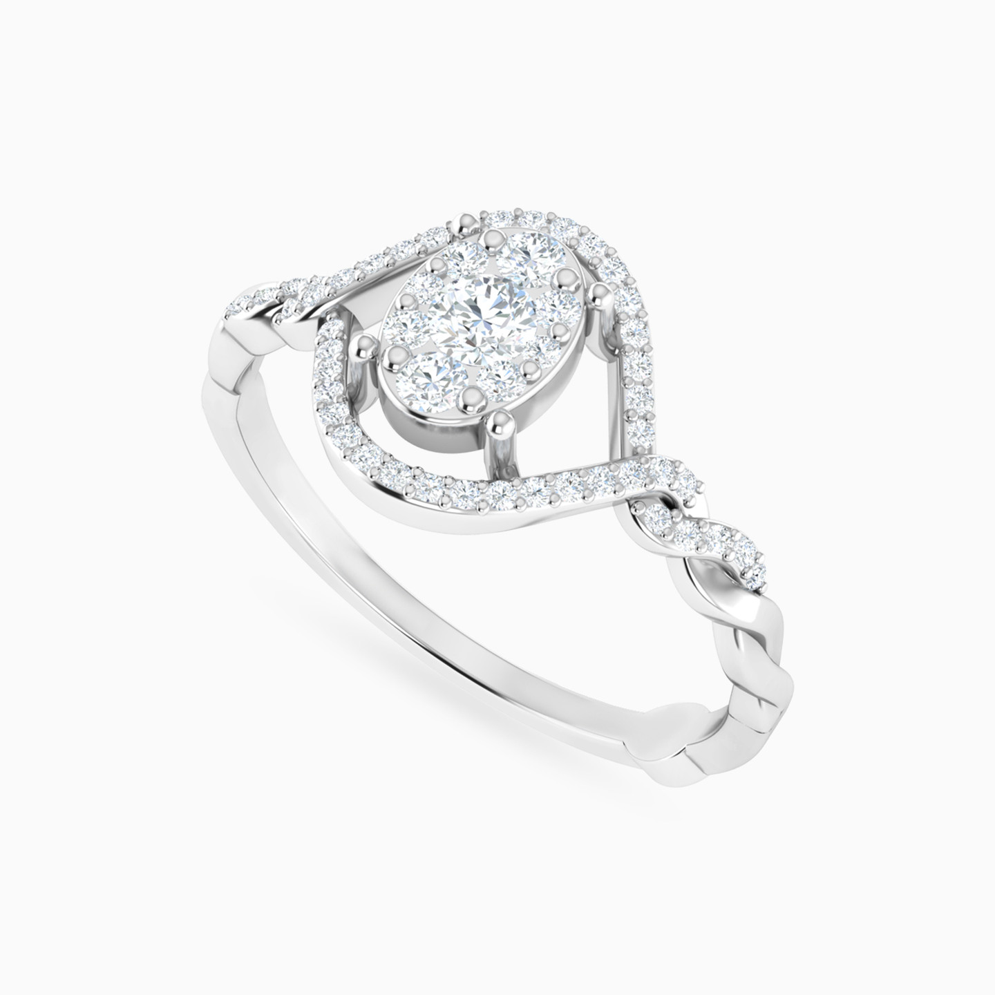 Oval Eye Shape Diamond Split shank Ring in 18K Gold - 3 Oval Eye Shape Diamond Split shank Ring in 18K Gold - 3