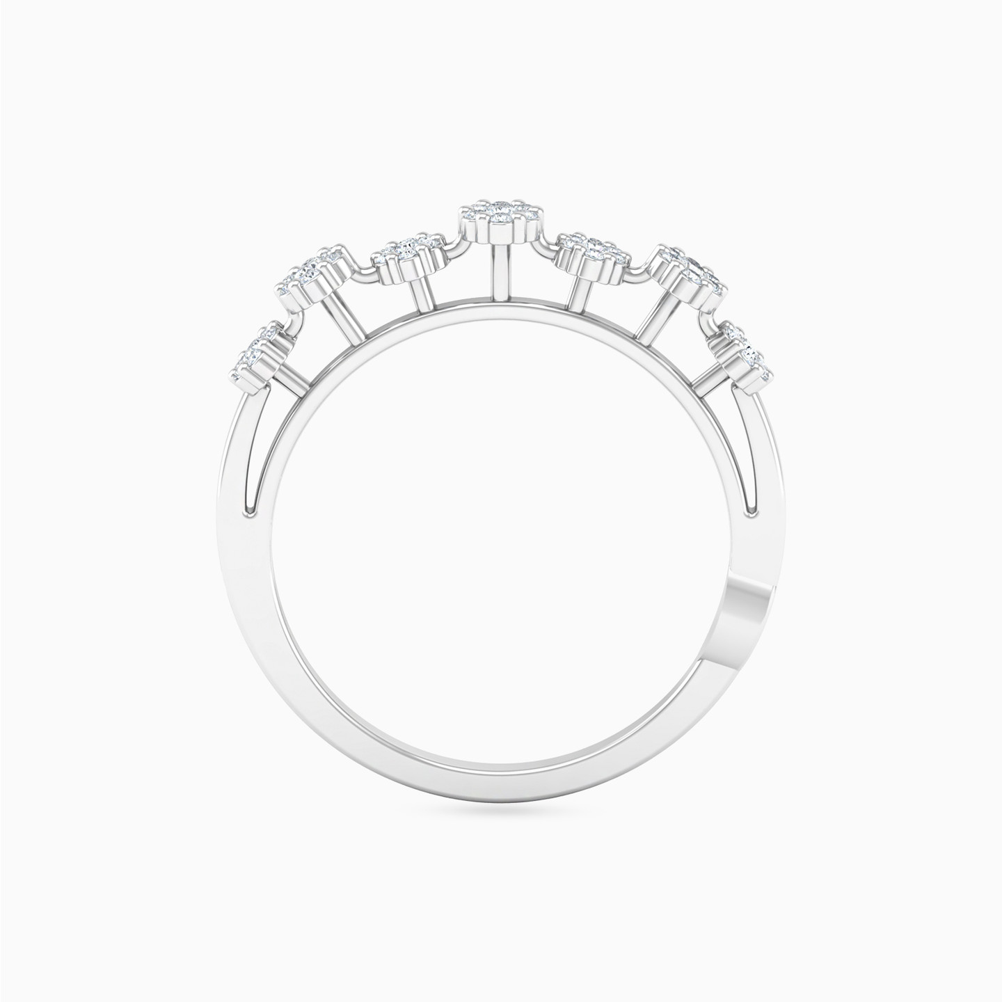 Floral Clusters with Elevated Settings Diamond Ring in 18K Gold - 4 Floral Clusters with Elevated Settings Diamond Ring in 18K Gold - 4