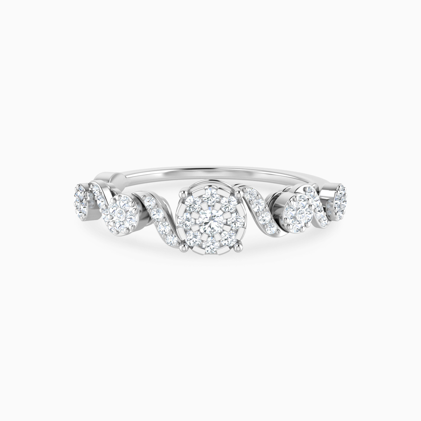 Round Clusters & Curves Diamond Ring in 18K Gold Round Clusters & Curves Diamond Ring in 18K Gold