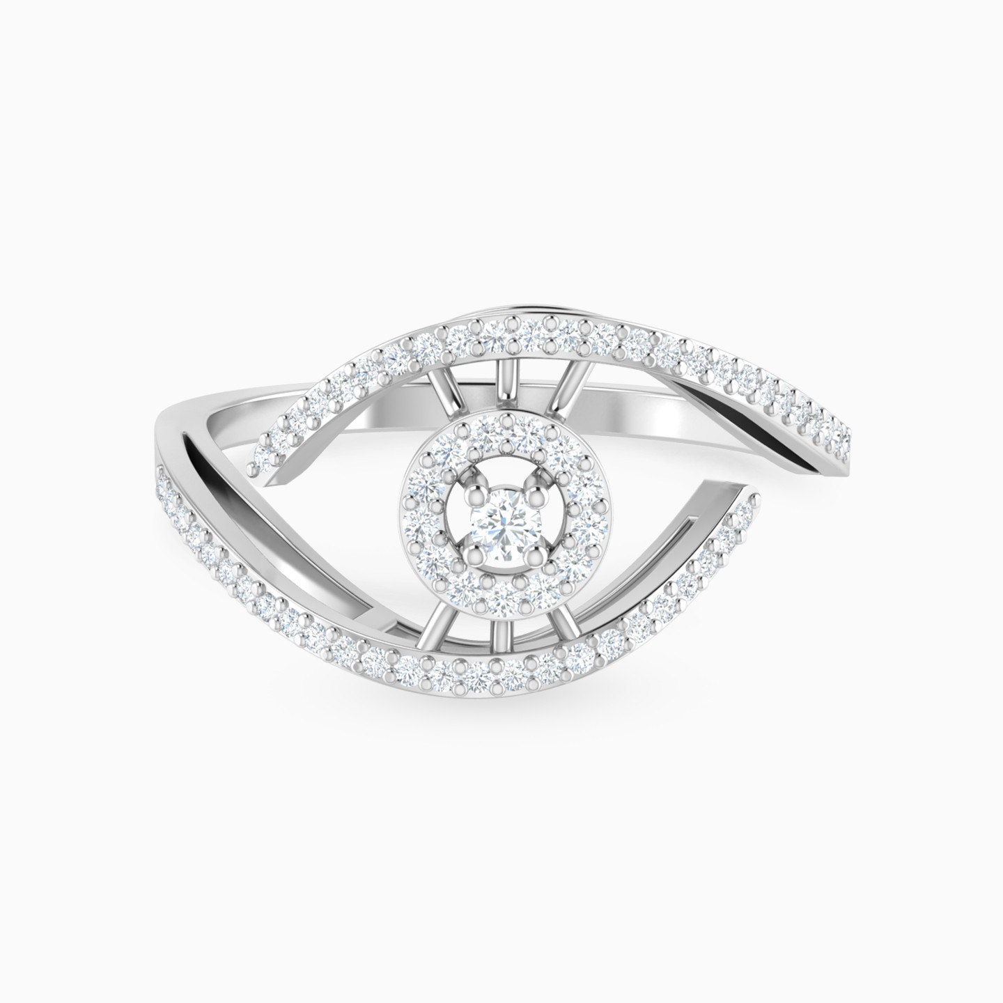 Eye Shape Diamond Open Ring in 18K Gold Eye Shape Diamond Open Ring in 18K Gold