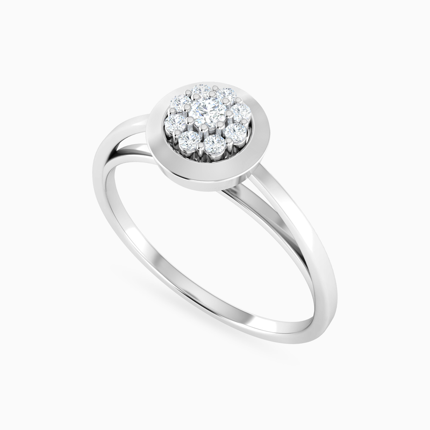 Floral Cluster Round Bezel Diamond Ring in 18K Gold - 3 Floral Cluster Round Bezel Diamond Ring in 18K Gold - 3