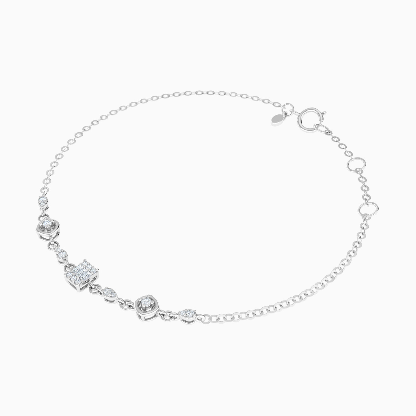 Different Motifs Diamond Chain Bracelet in 18K Gold - 3 Different Motifs Diamond Chain Bracelet in 18K Gold - 3