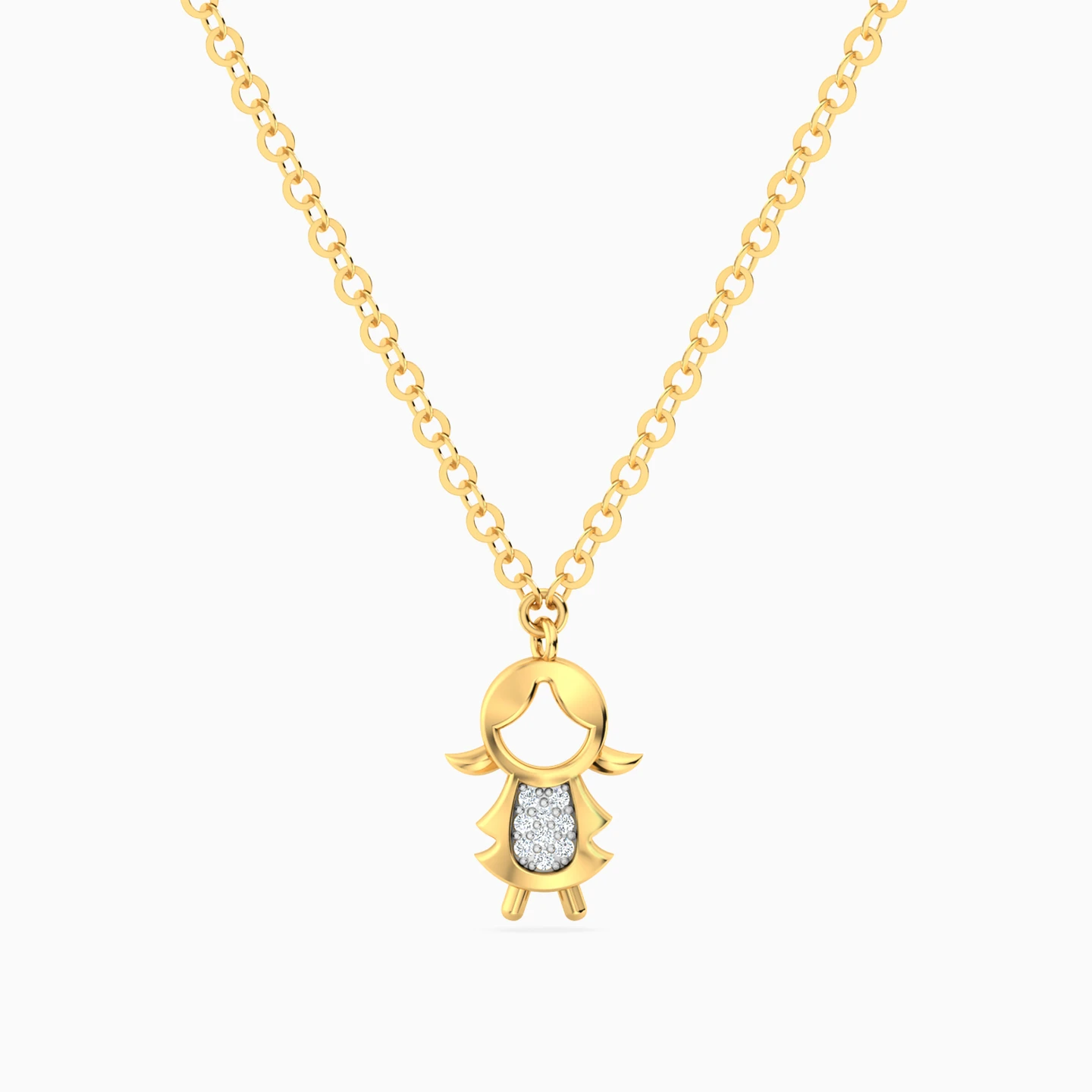 Young Girl Diamond Necklace In 14K Gold Young Girl Diamond Necklace In 14K Gold