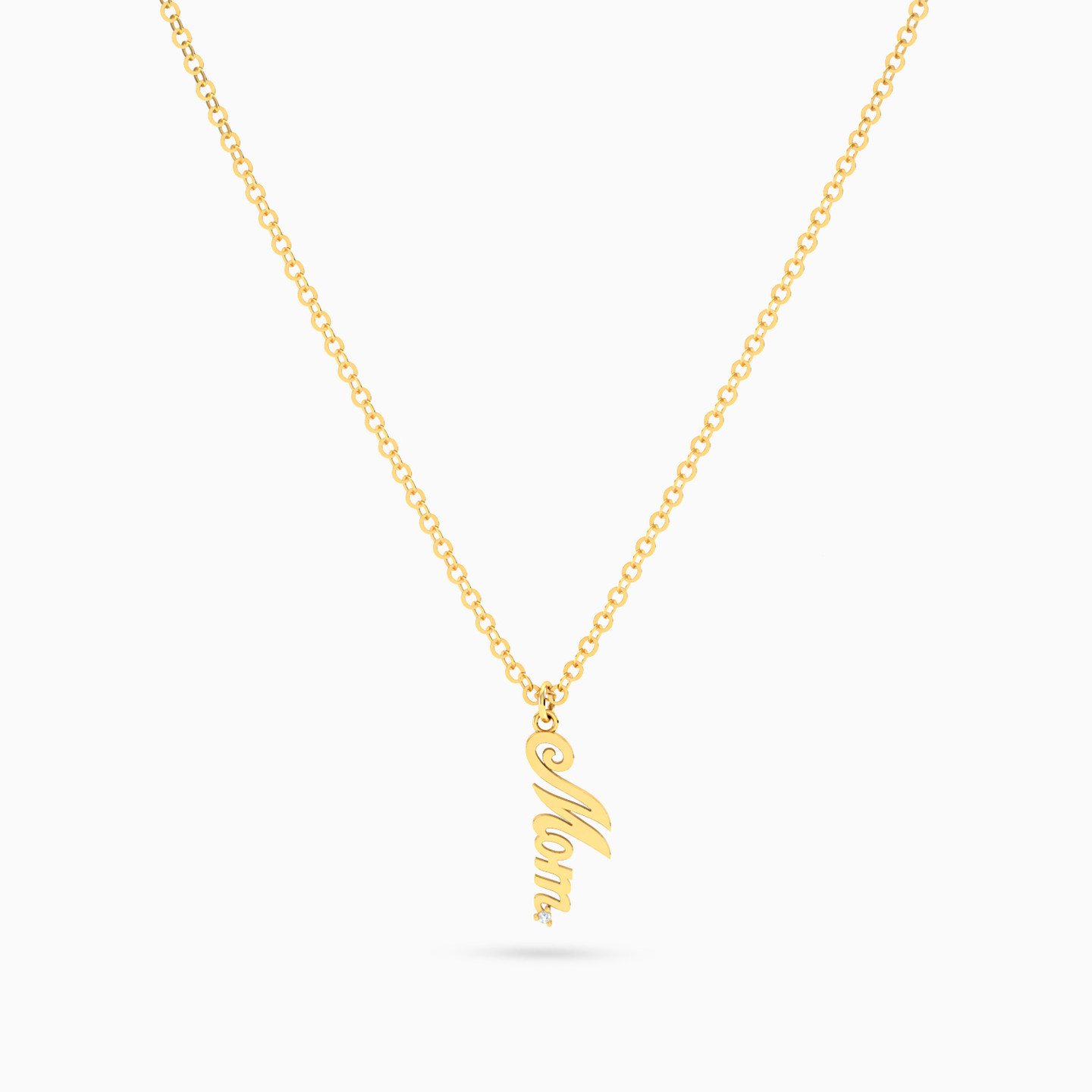 سلسلة شكل (Mom) ذهب عيار 14 قيراط مزينة بالألماس - 3 سلسلة شكل (Mom) ذهب عيار 14 قيراط مزينة بالألماس - 3