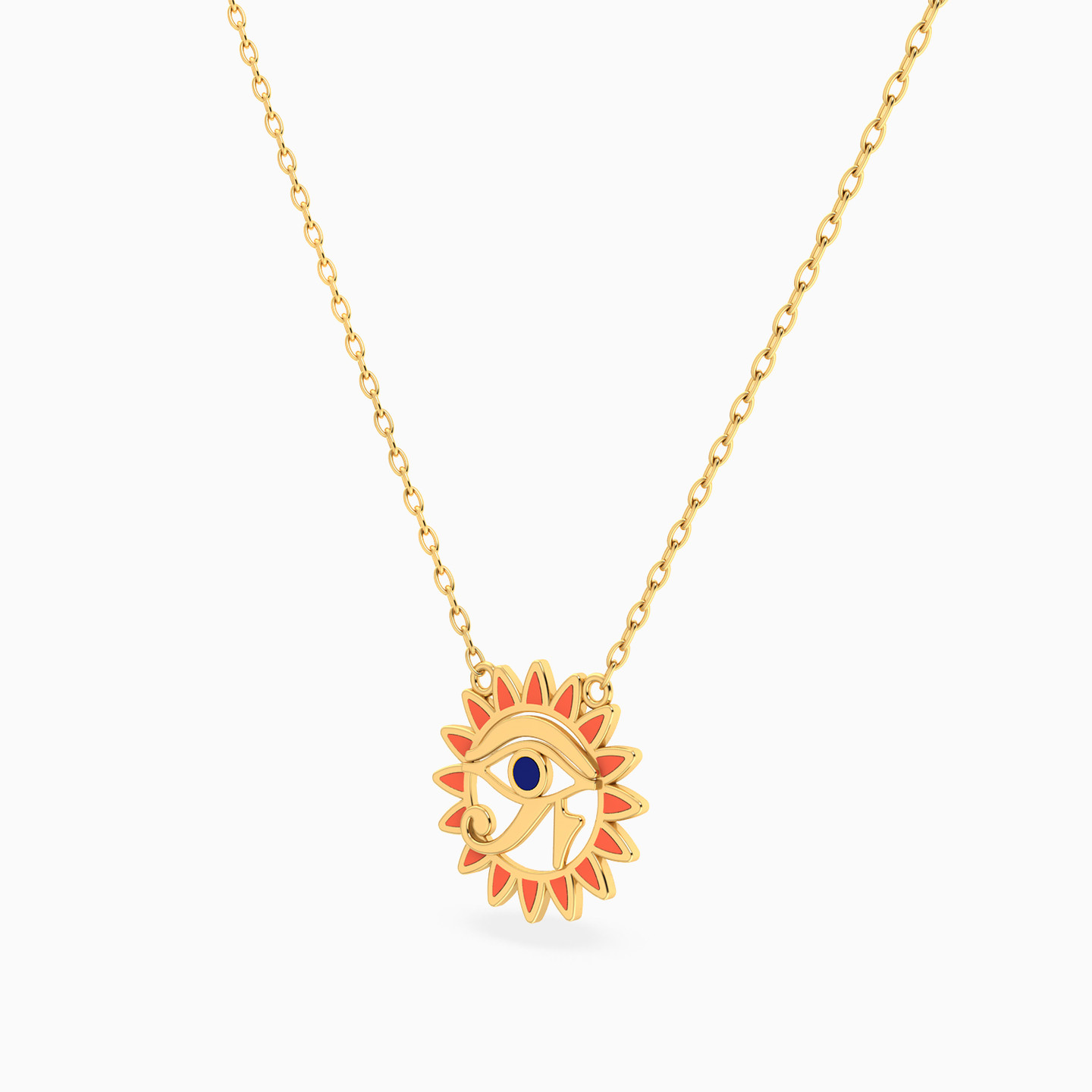 Eye of Horus Enamel Coated Necklace in 14K Gold - 2 Eye of Horus Enamel Coated Necklace in 14K Gold - 2