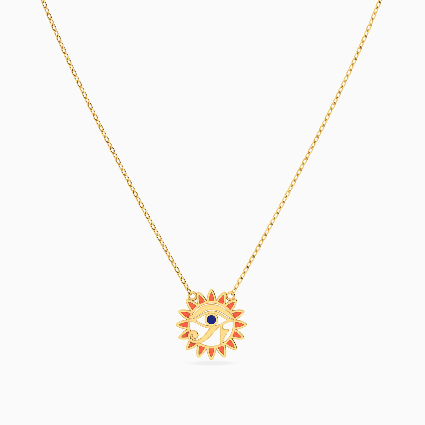 Eye of Horus Enamel Coated Necklace in 14K Gold - 3 Eye of Horus Enamel Coated Necklace in 14K Gold - 3