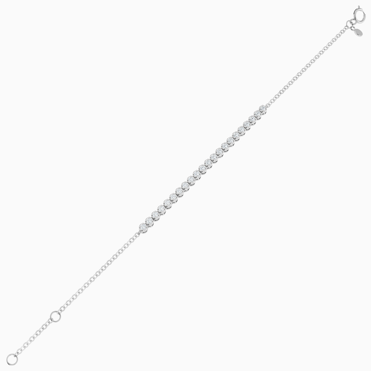 أسورة بسلسلة شكل صف طويل من الذهب عيار 18 قيراط مزينة بالألماس - 3 أسورة بسلسلة شكل صف طويل من الذهب عيار 18 قيراط مزينة بالألماس - 3