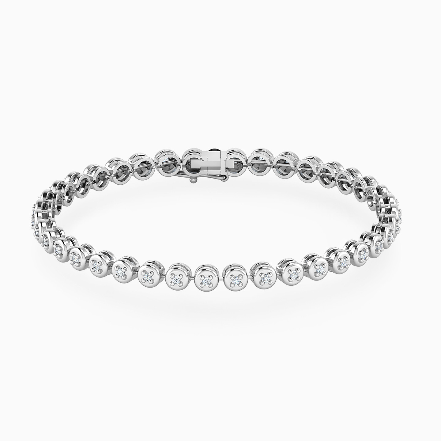 أسورة تنس شكل دوائر صغيرة من الذهب عيار 18 قيراط مزينة بالألماس أسورة تنس شكل دوائر صغيرة من الذهب عيار 18 قيراط مزينة بالألماس