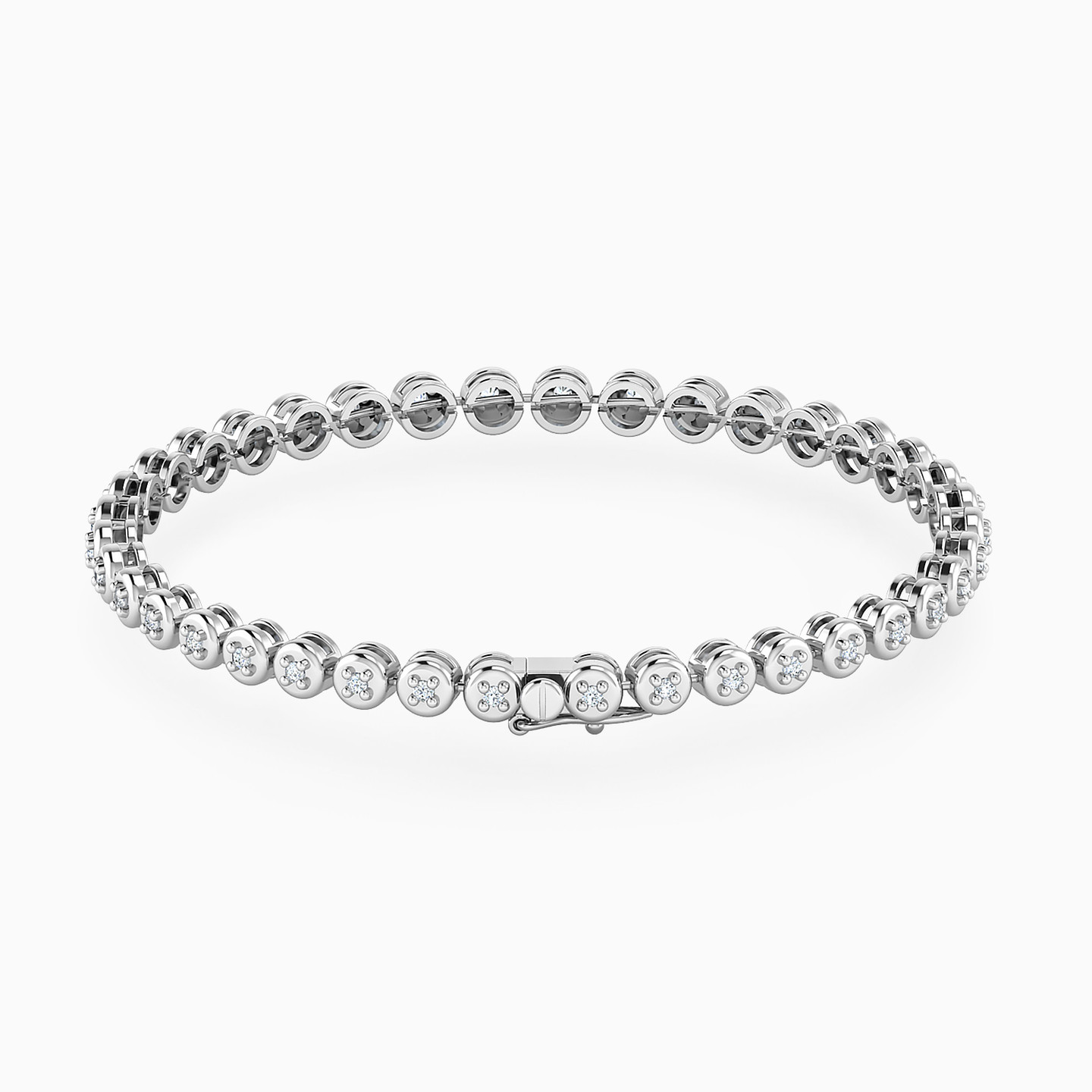 أسورة تنس شكل دوائر صغيرة من الذهب عيار 18 قيراط مزينة بالألماس - 3 أسورة تنس شكل دوائر صغيرة من الذهب عيار 18 قيراط مزينة بالألماس - 3