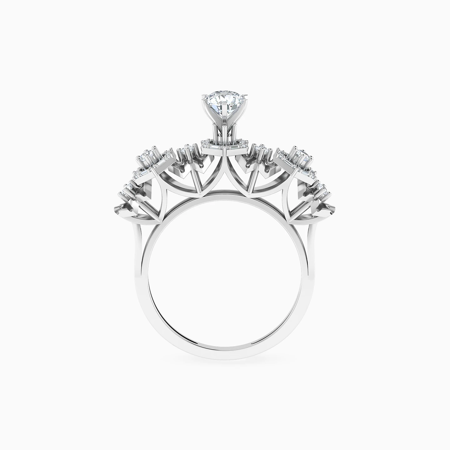 Hexagon Shapes & Stone Setting Diamond Ring in 18K Gold - 4 Hexagon Shapes & Stone Setting Diamond Ring in 18K Gold - 4