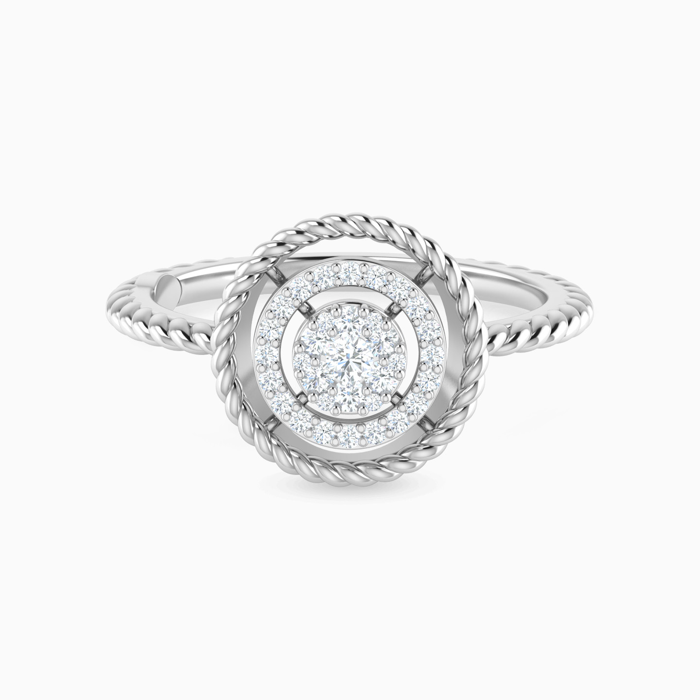 Round Layered Diamond Ring in 18K Gold Round Layered Diamond Ring in 18K Gold
