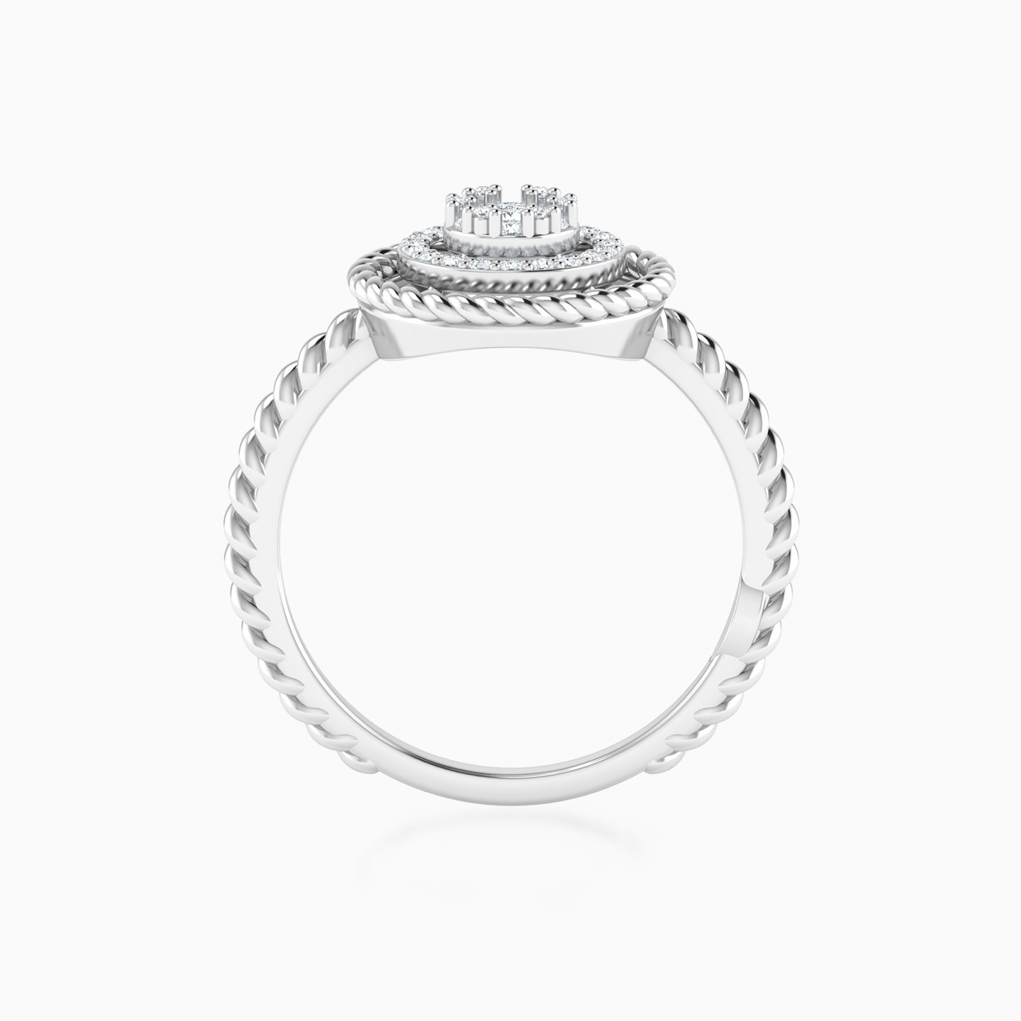 Round Layered Diamond Ring in 18K Gold - 4 Round Layered Diamond Ring in 18K Gold - 4