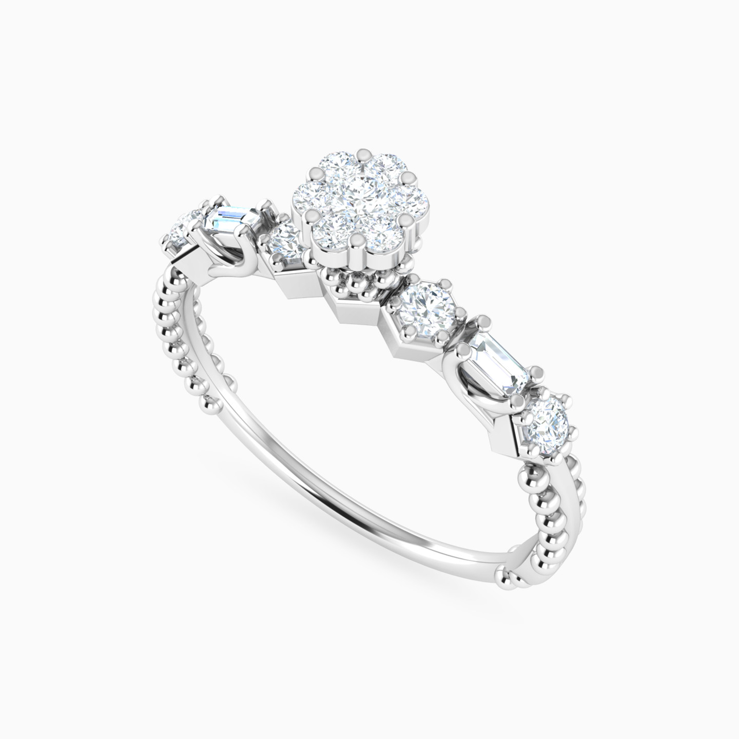 Floral Cluster Diamond Ring in 18K Gold - 3 Floral Cluster Diamond Ring in 18K Gold - 3
