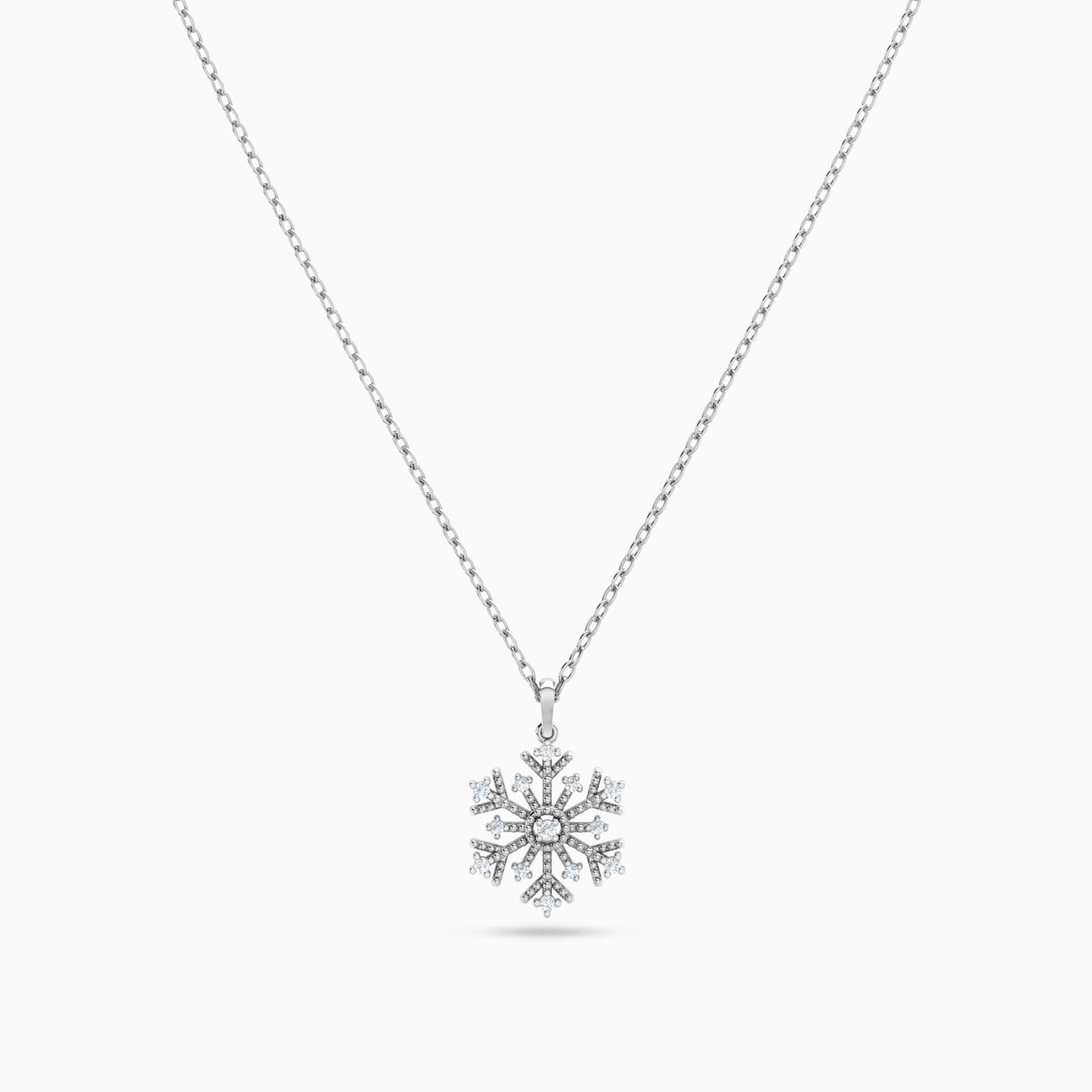 سلسلة ذهب ندفة الثلج عيار 18 قيراط مزينة بالألماس - 3 سلسلة ذهب ندفة الثلج عيار 18 قيراط مزينة بالألماس - 3