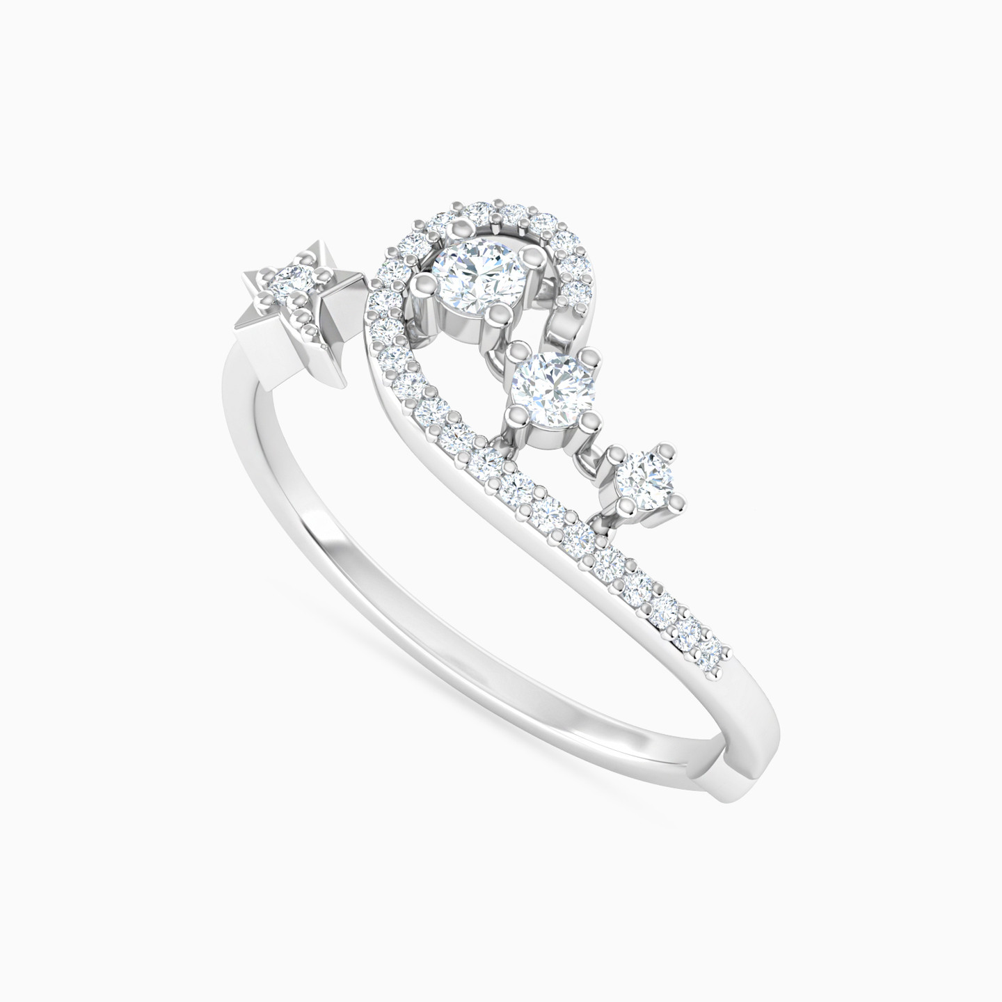 Star Diamond Open Ring in 18K Gold - 3 Star Diamond Open Ring in 18K Gold - 3