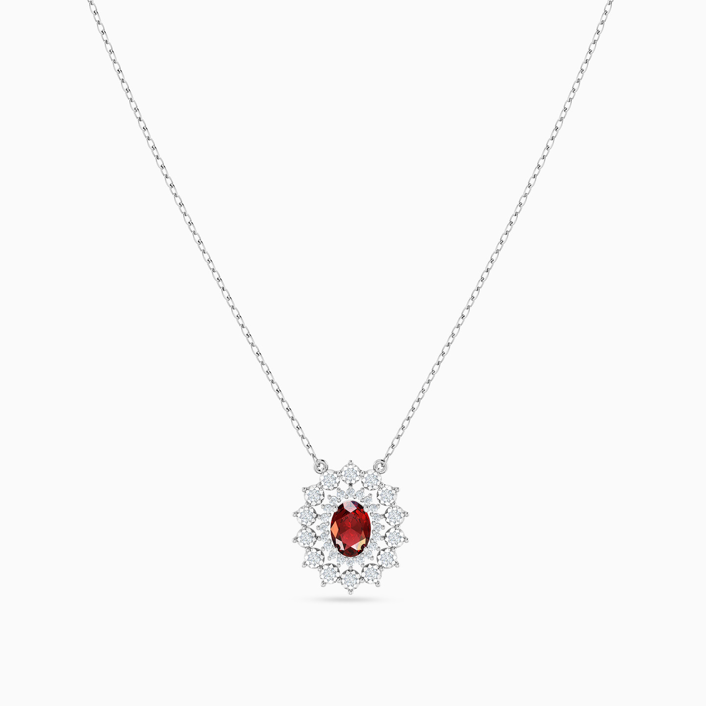 Oval Pink Stone Halo Diamond Necklace in 18K Gold - 3 Oval Pink Stone Halo Diamond Necklace in 18K Gold - 3