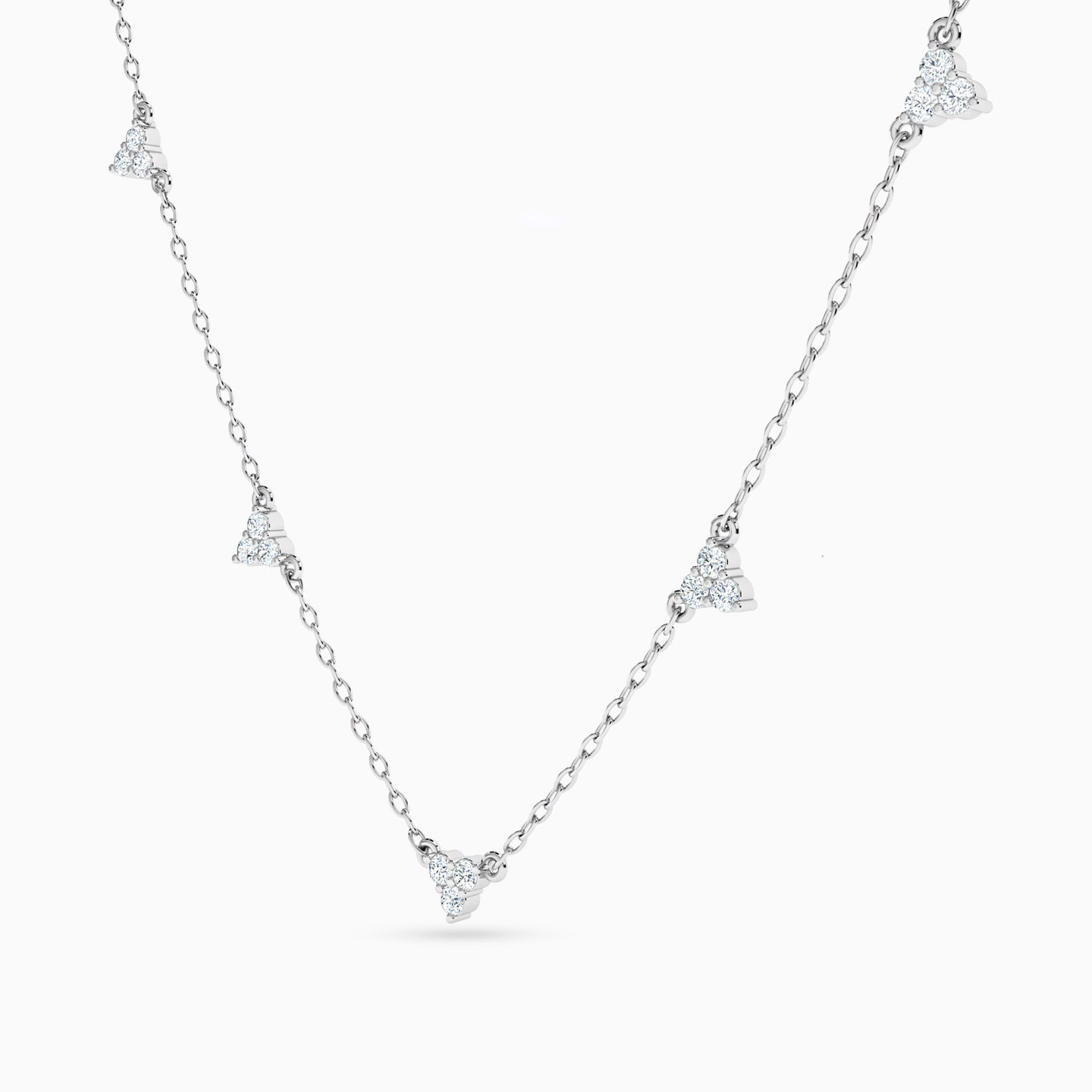 Tringular Clusters Diamond Necklace in 18K Gold - 2 Tringular Clusters Diamond Necklace in 18K Gold - 2