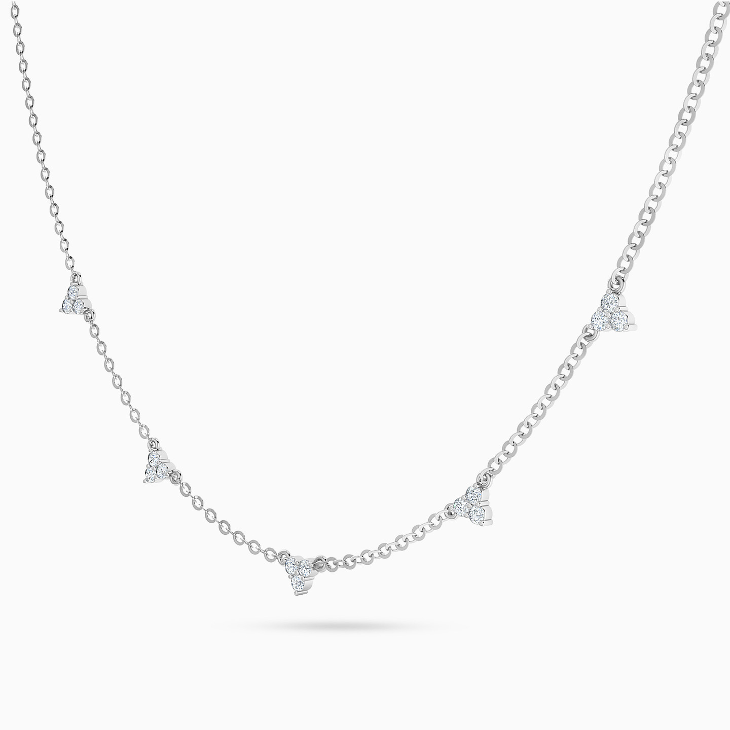 Tringular Clusters Diamond Necklace in 18K Gold - 3 Tringular Clusters Diamond Necklace in 18K Gold - 3