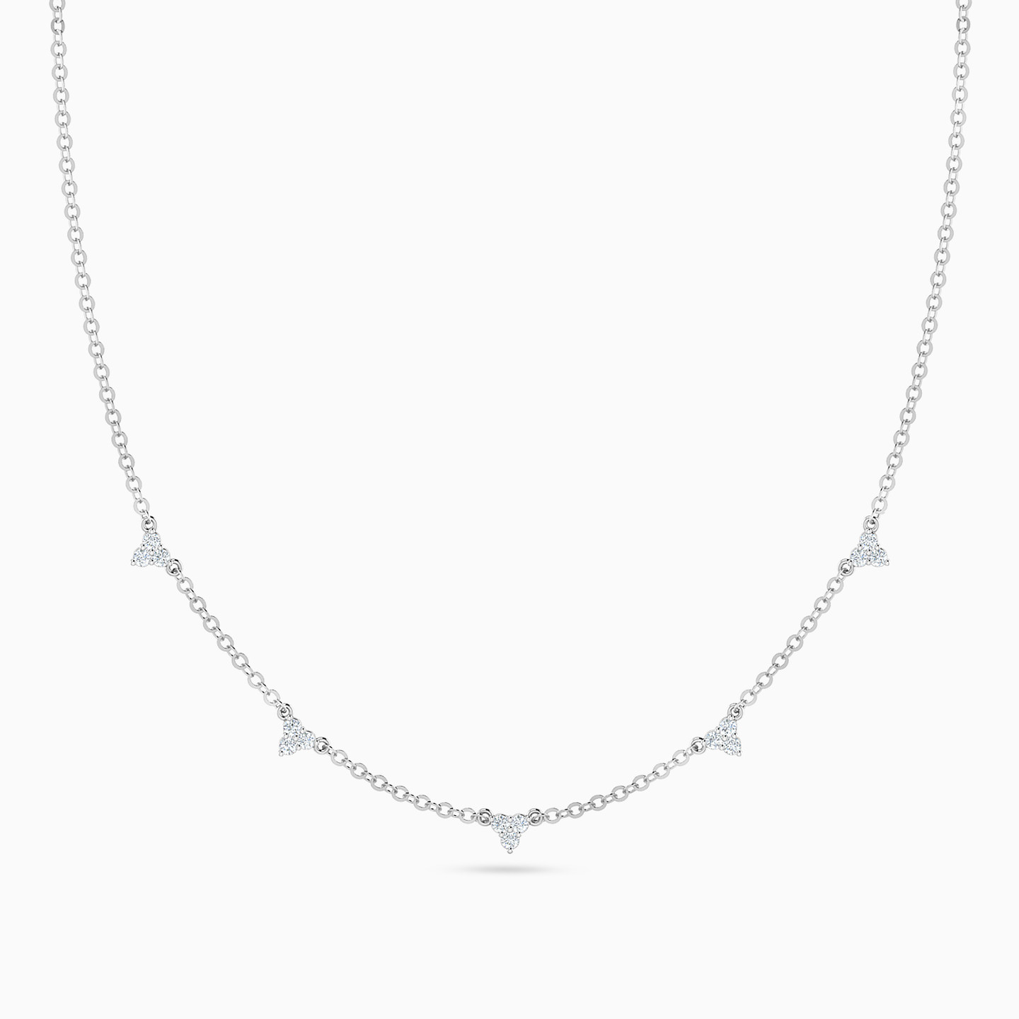 Tringular Clusters Diamond Necklace in 18K Gold - 4 Tringular Clusters Diamond Necklace in 18K Gold - 4