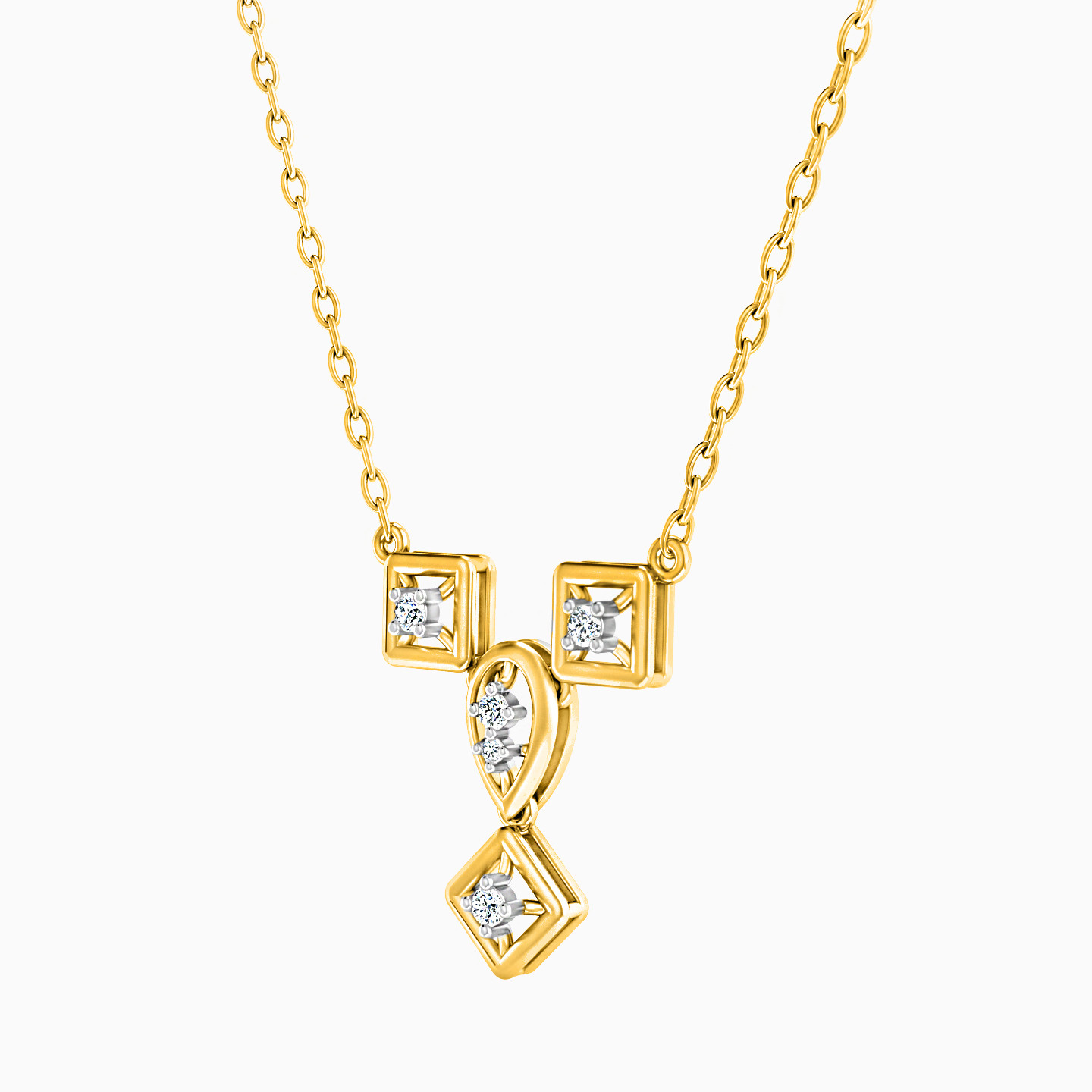 18K Gold Diamond Pendant Necklace - 2