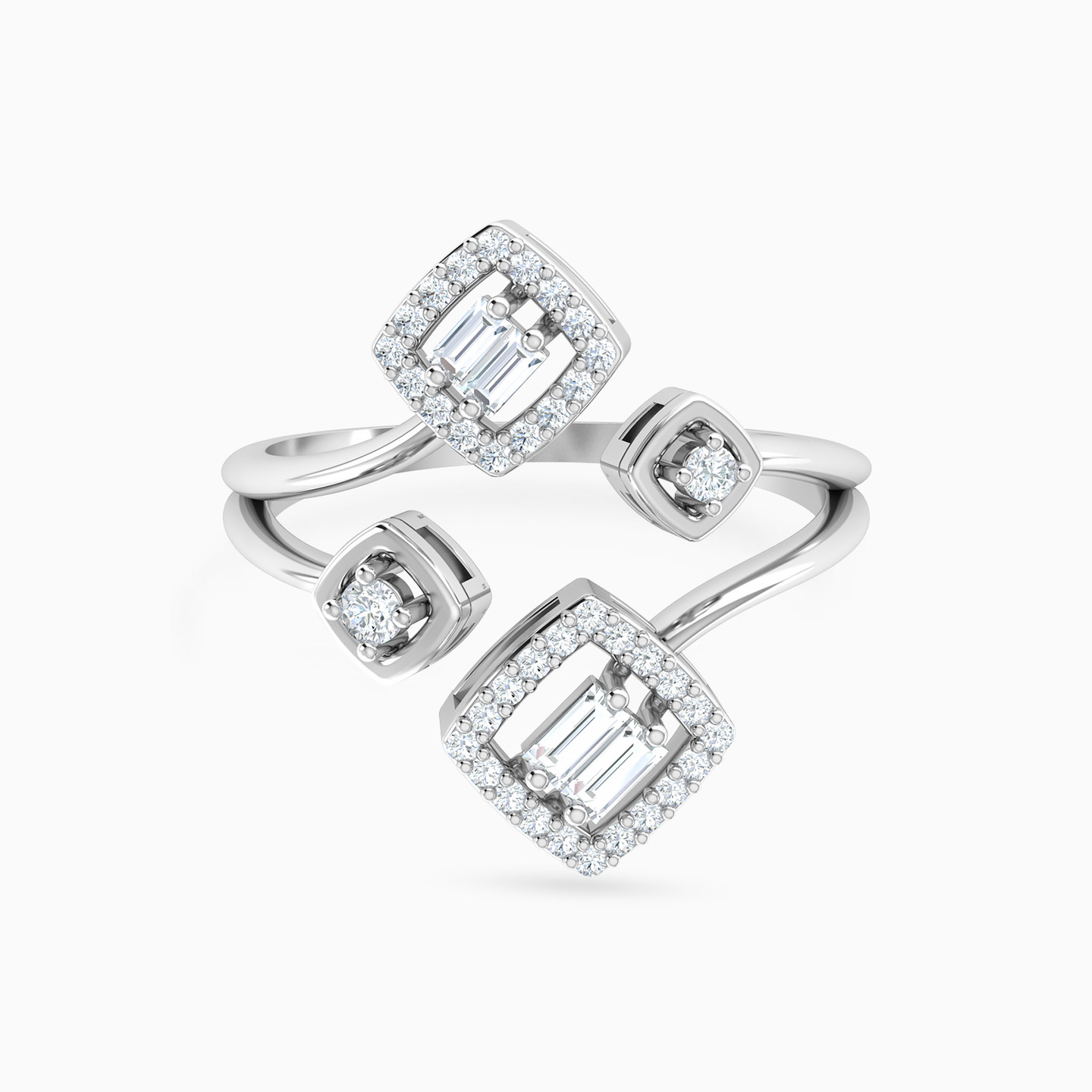 Squares Split Shank Diamond Bypass Ring in 18K Gold Squares Split Shank Diamond Bypass Ring in 18K Gold